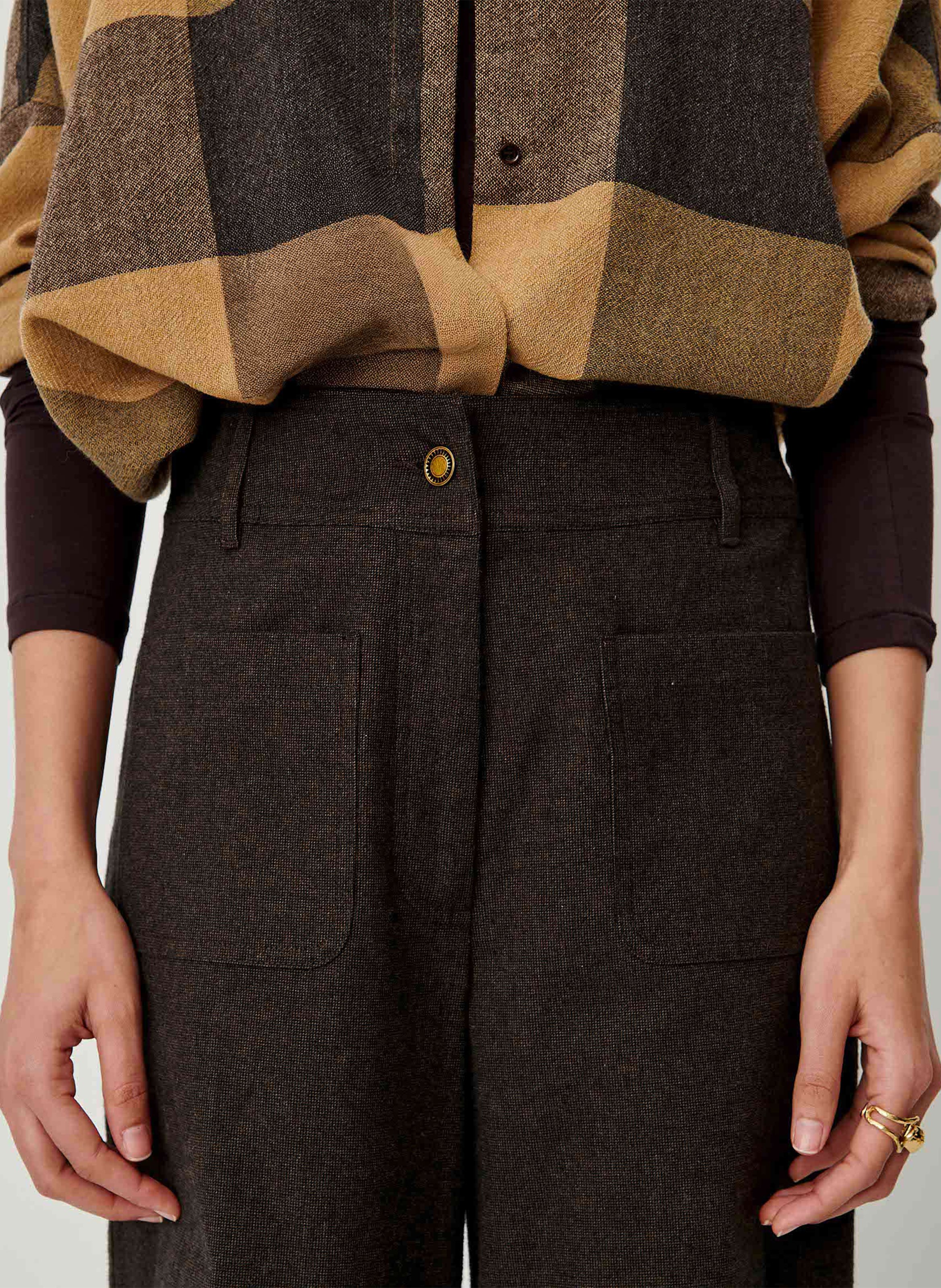 Hohe Taille weite Hose in Uni-Farbe SESSUN Blau
