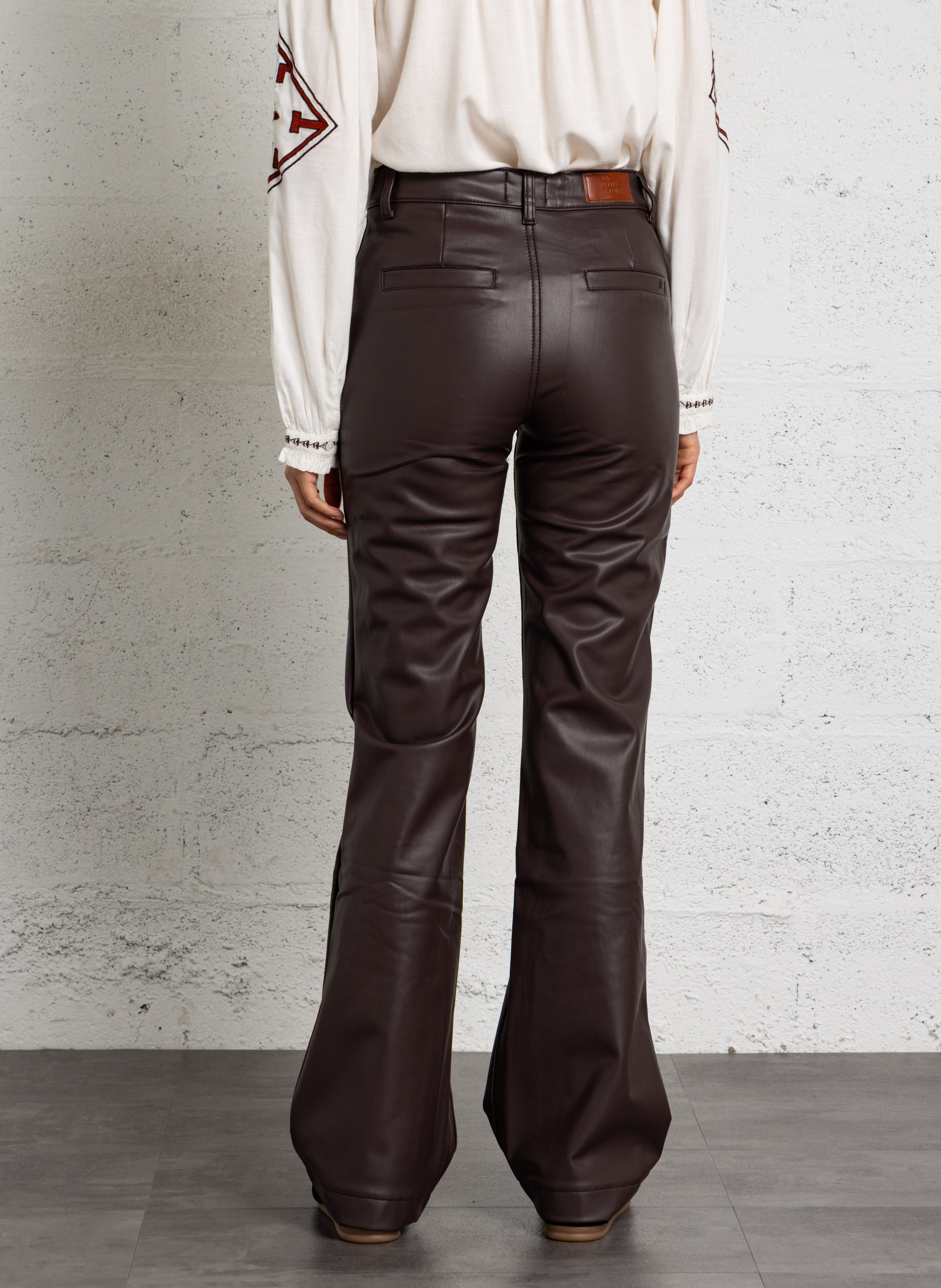 Leather-effect straight-leg pants LA PETITE ETOILE Brown