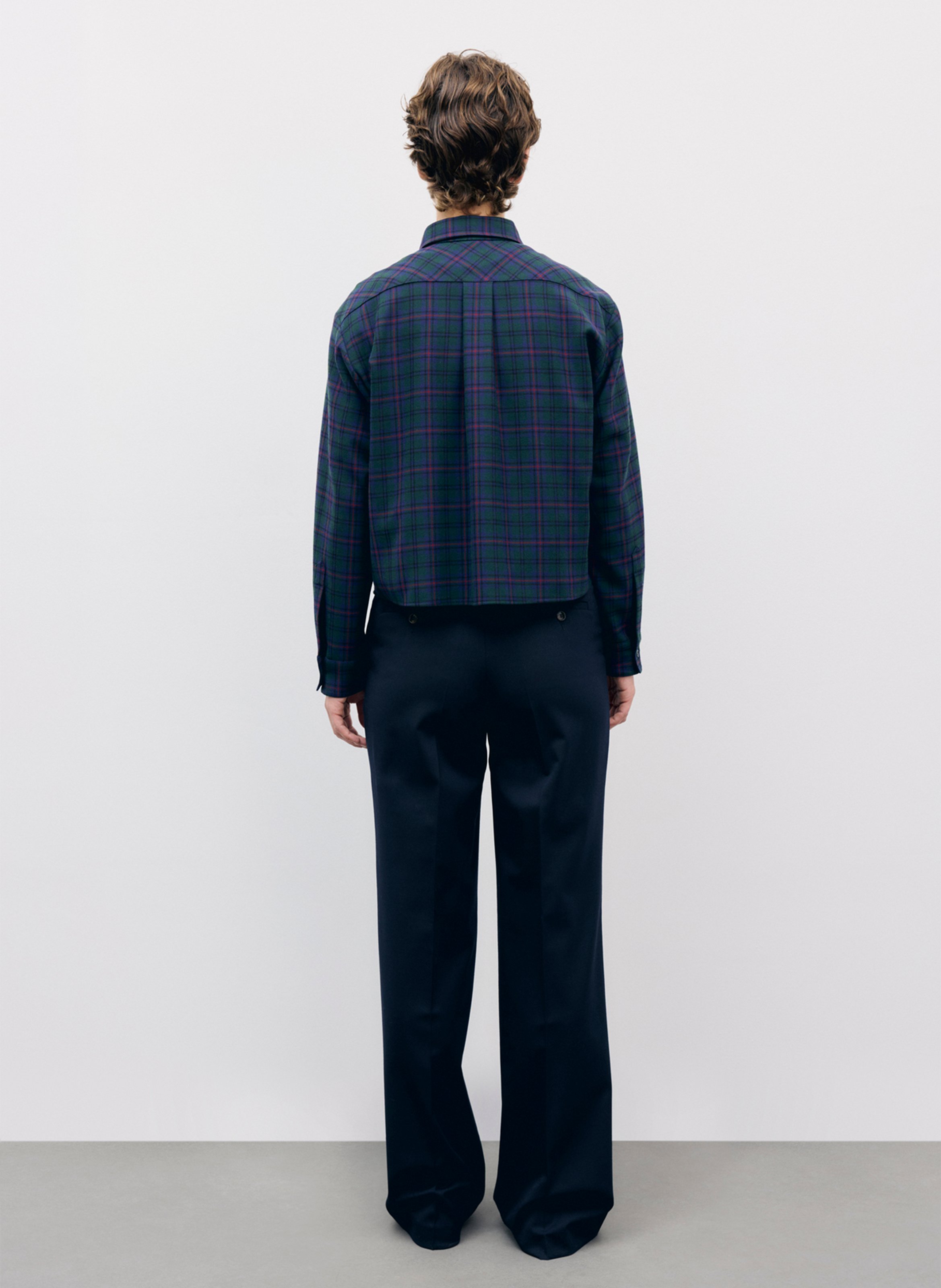 Straight cropped checked shirt GERARD DAREL Green