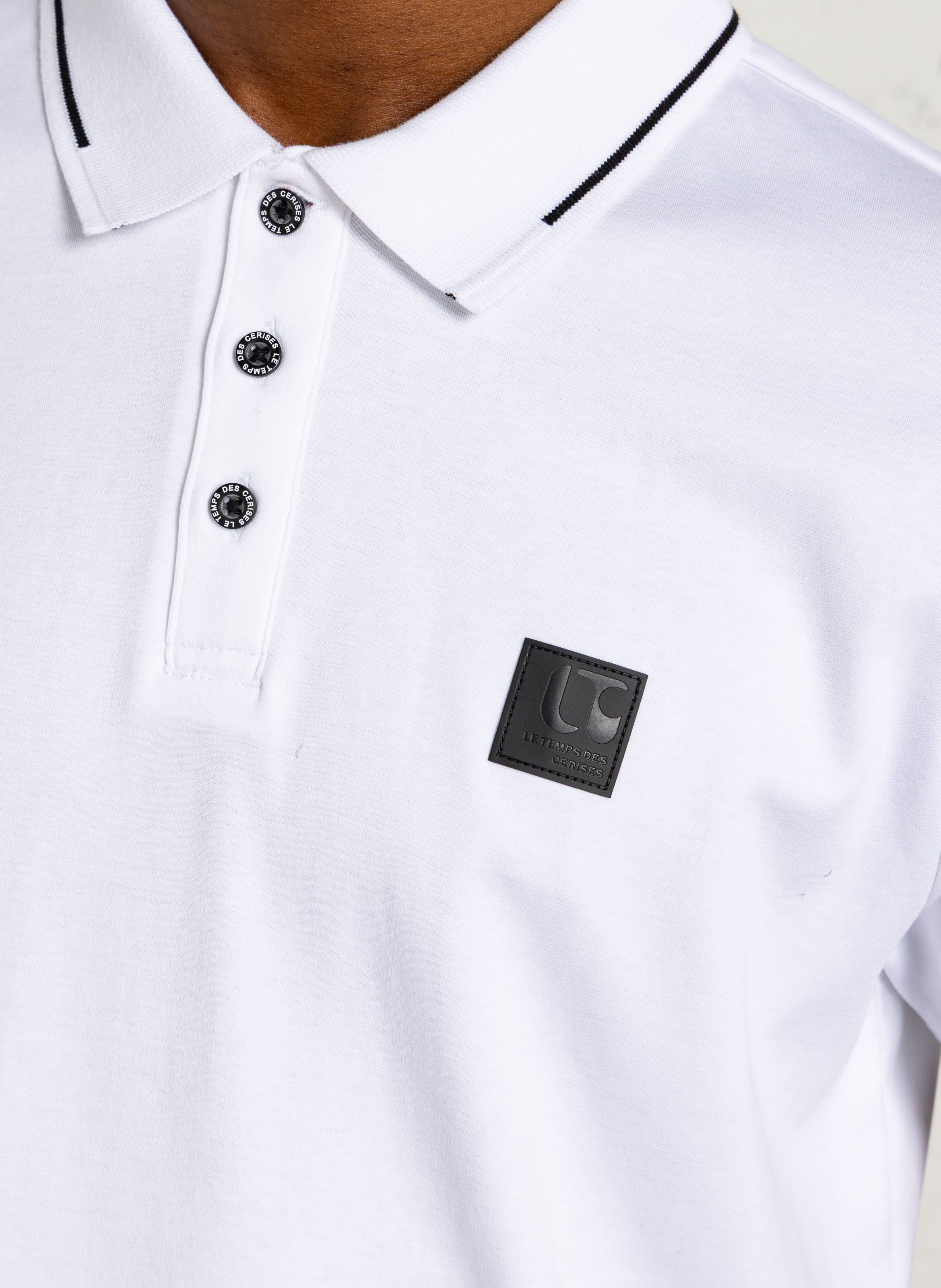 Polo droit manches courtes uni en coton LE TEMPS DES CERISES Blanc