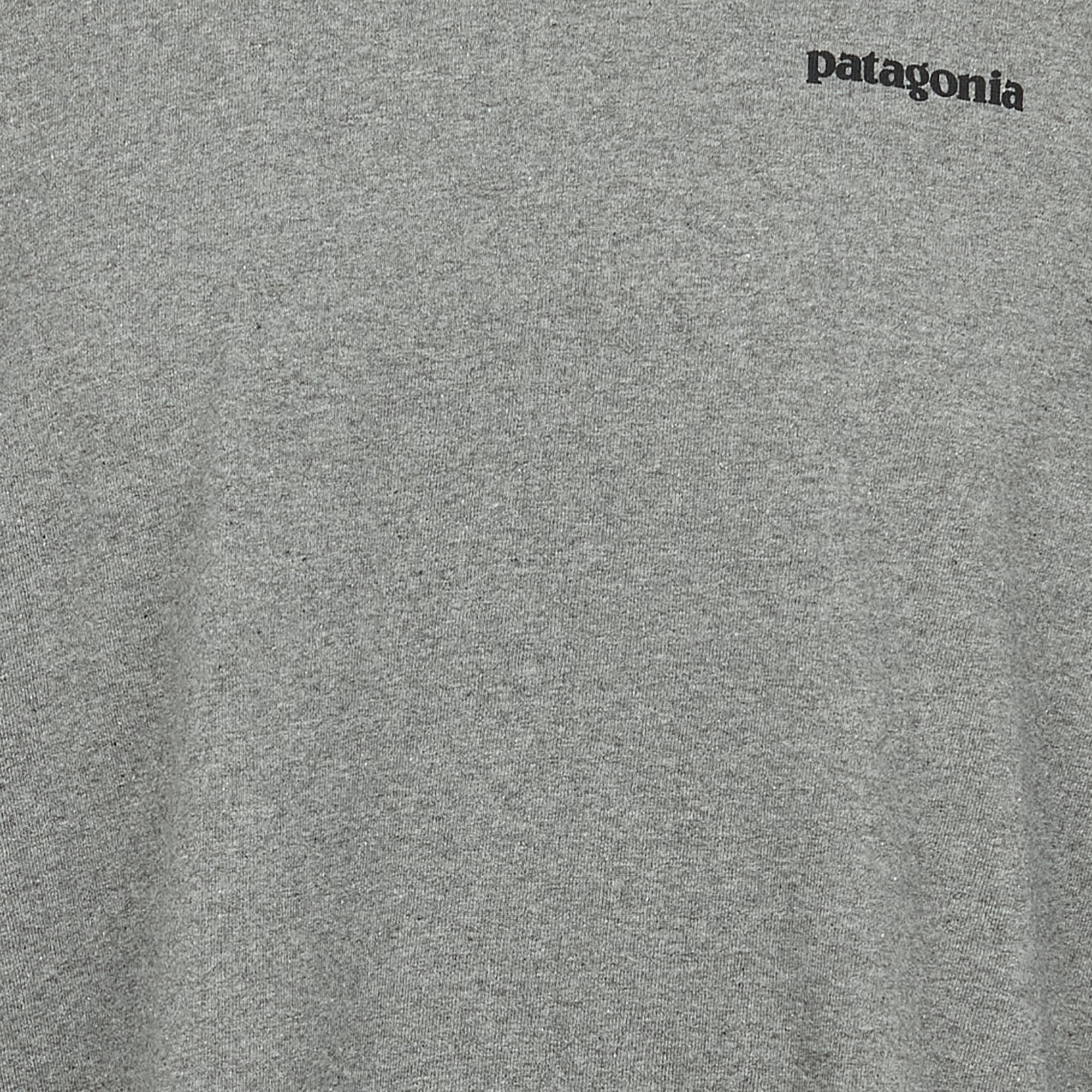Rundhals-T-Shirt aus recyceltem Baumwoll-Mix mit Siebdruck, Regular Fit PATAGONIA Grau
