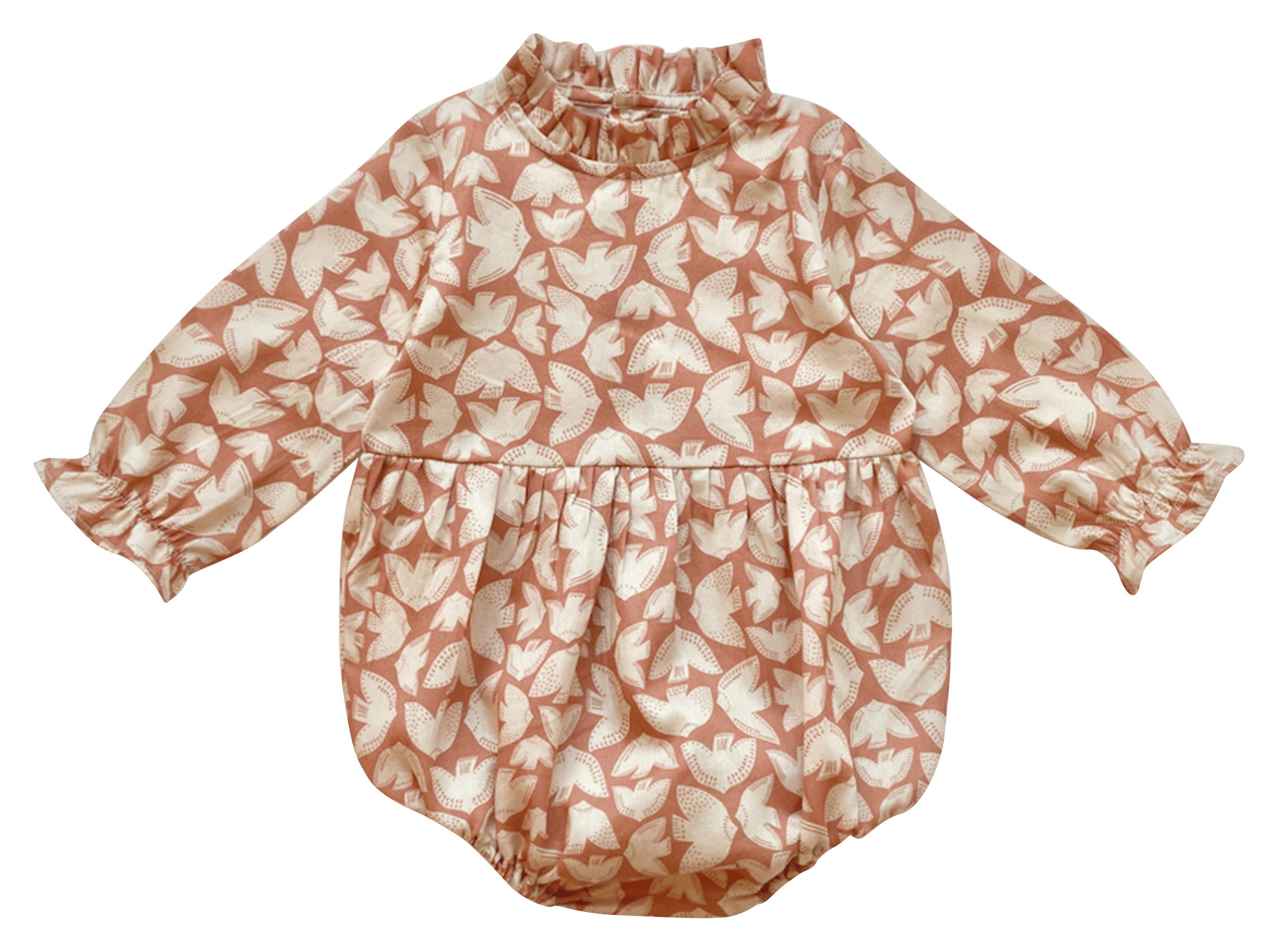 Katoenen speelpakje met hoge kraag en print BeigeAPACHES COLLECTIONS