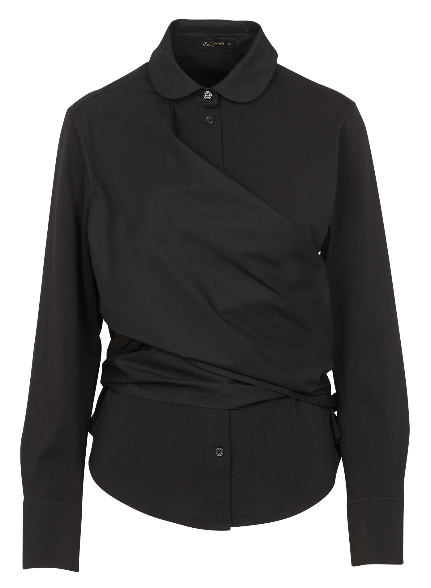 Bluse mit Bubikragen und Gürtel Schwarz