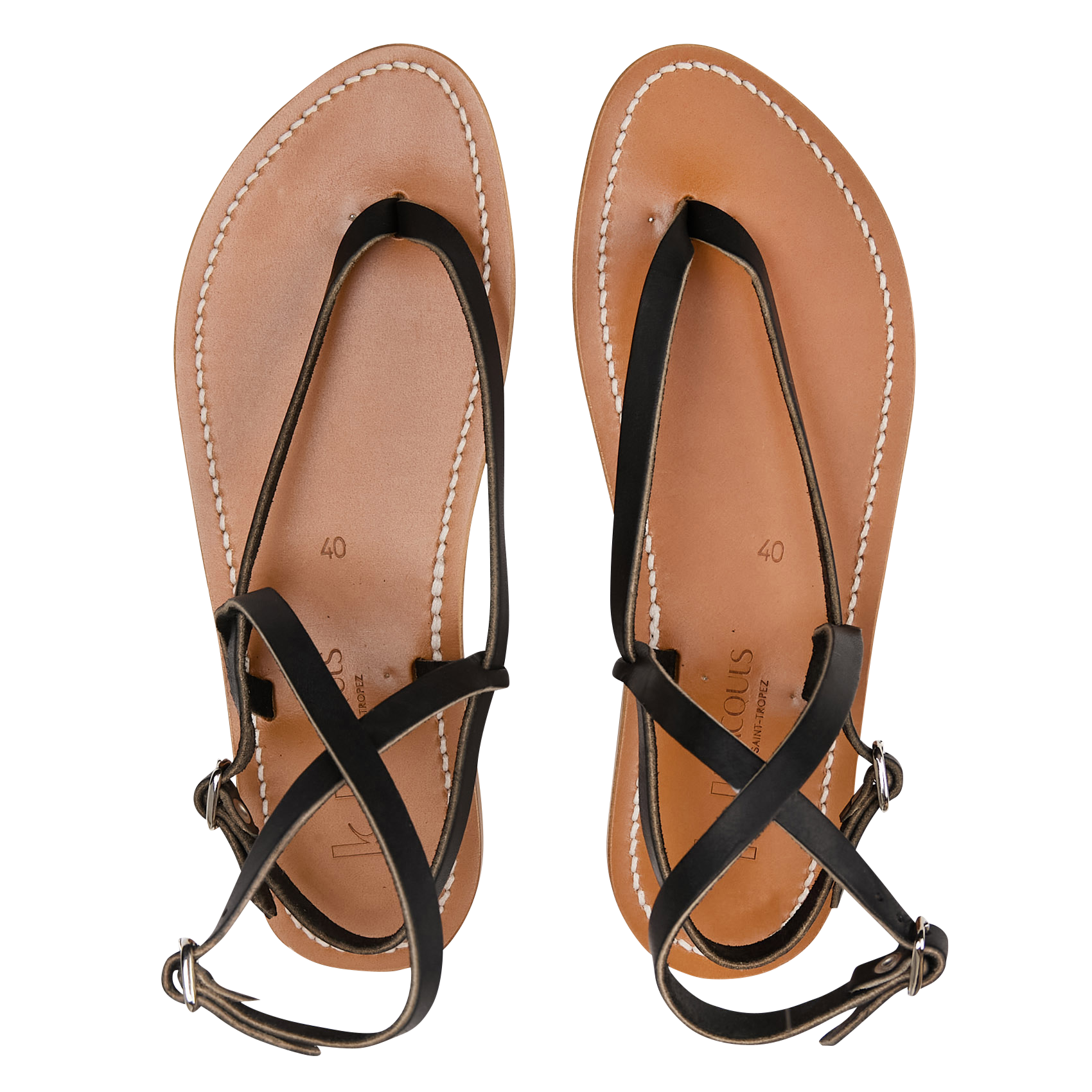 Aouda flat leather sandals K JACQUES Black