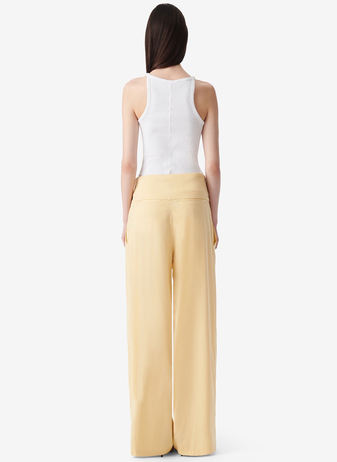 High-waisted pants with pleated belt IRO Yellow