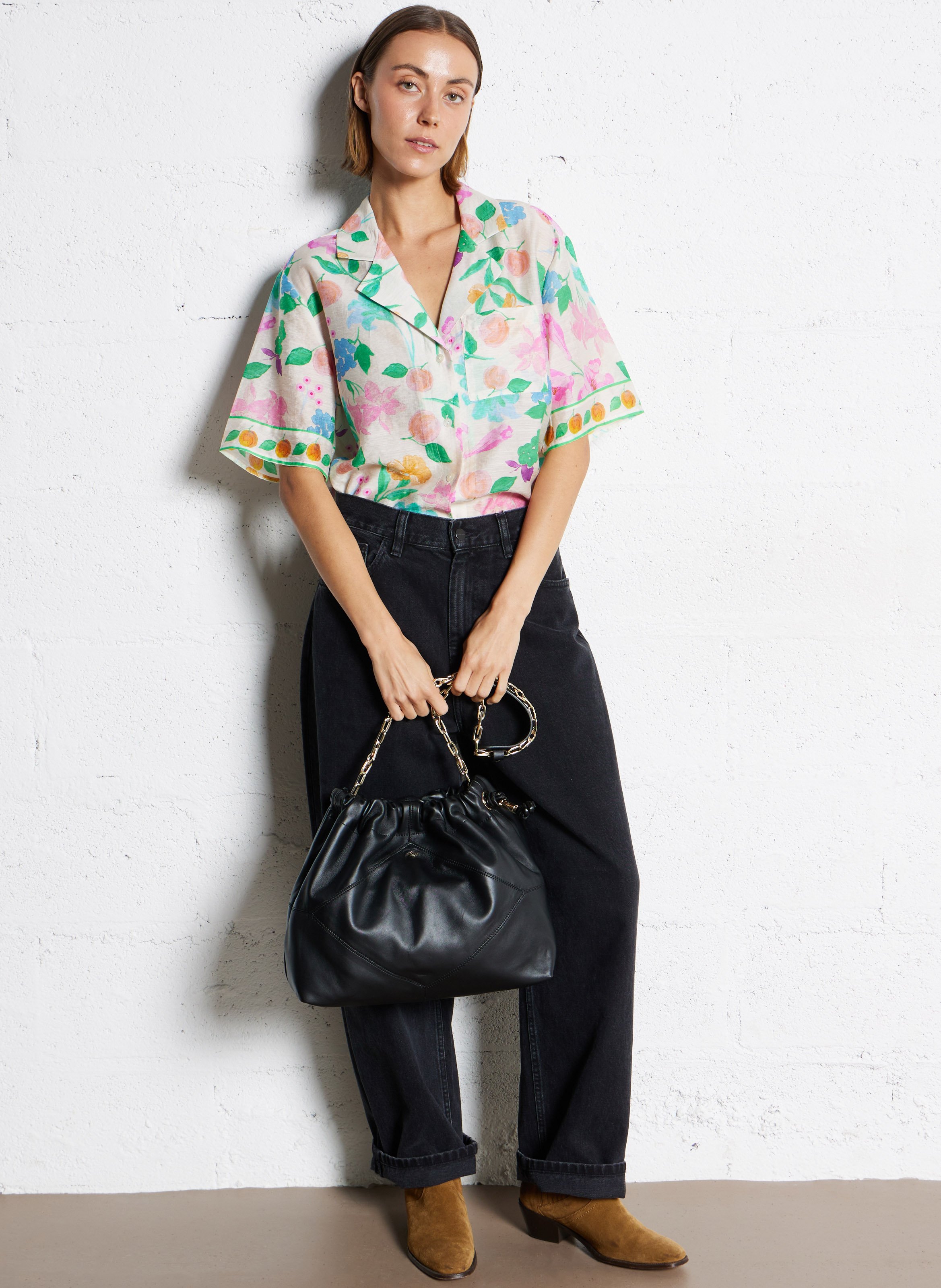 Gekreukelde schoudertas BA&SH Zwart