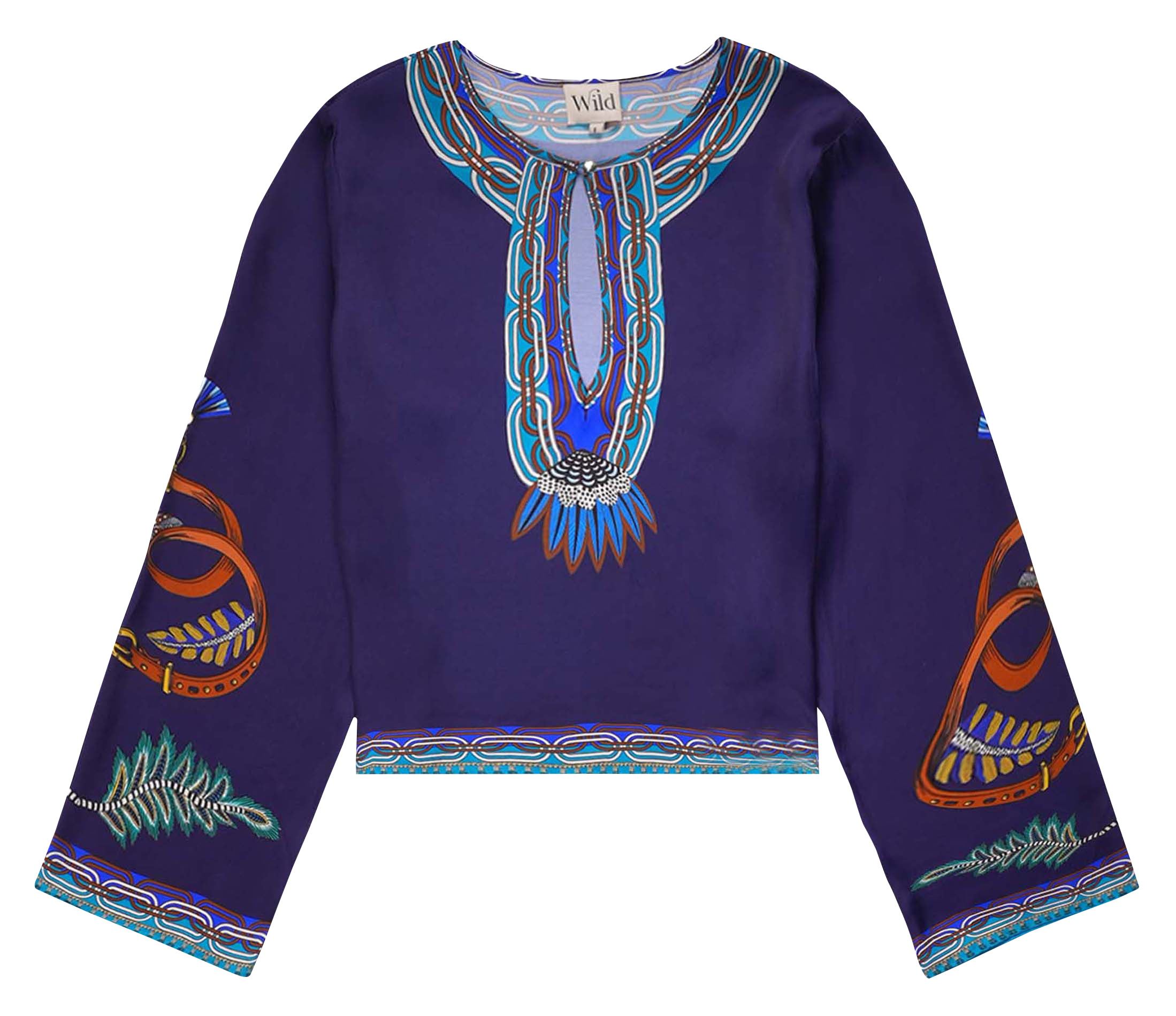 Printed round-neck top WILD Blau