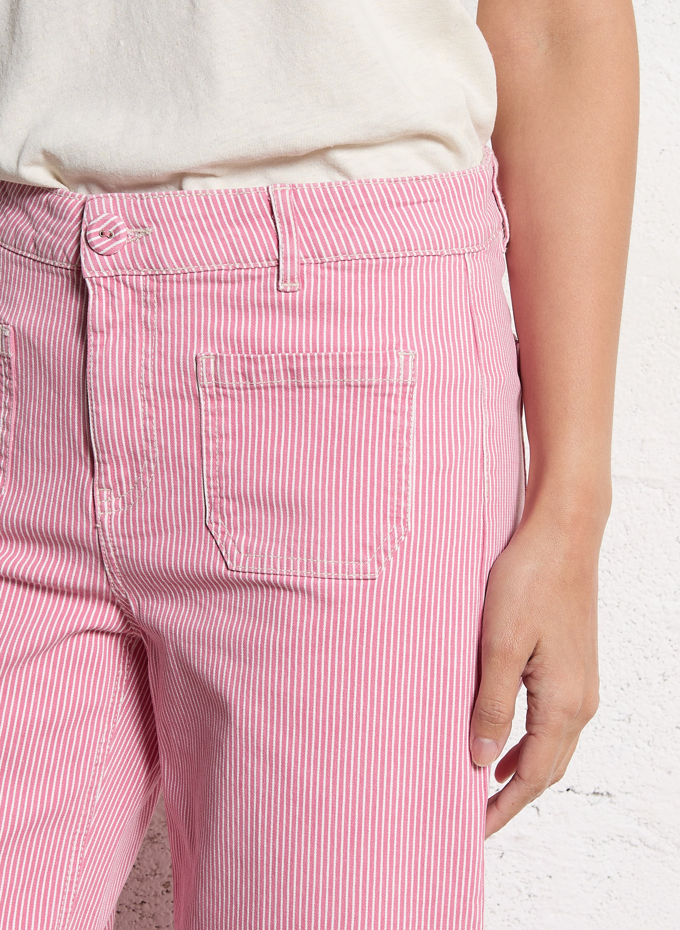 Jean cropped en coton MAISON 123 Rose