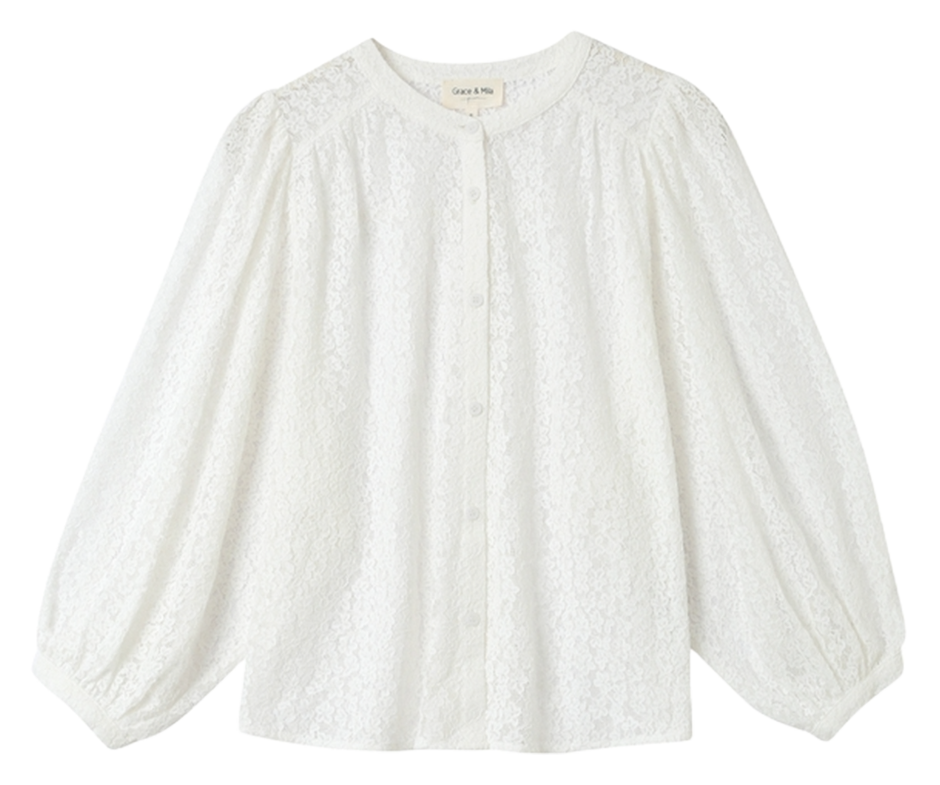 Chemise col rond en coton mélangé GRACE ET MILA Beige
