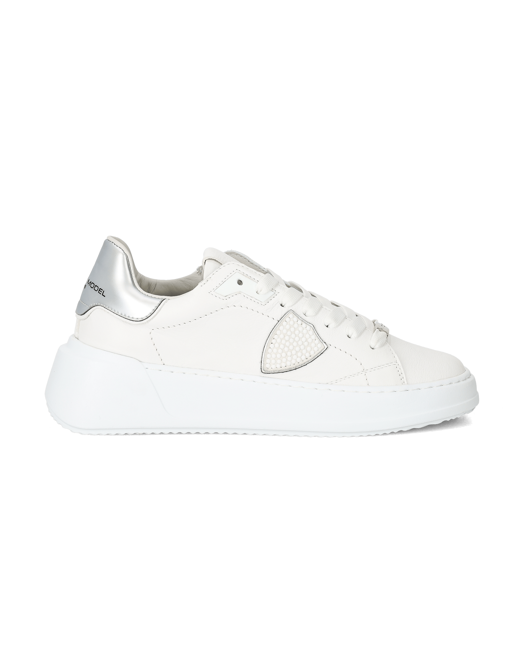 Baskets Philippe Model Temple – Femme – Blanc Et Fuchsia – Fabriquées En Italie – Taille 40 EU