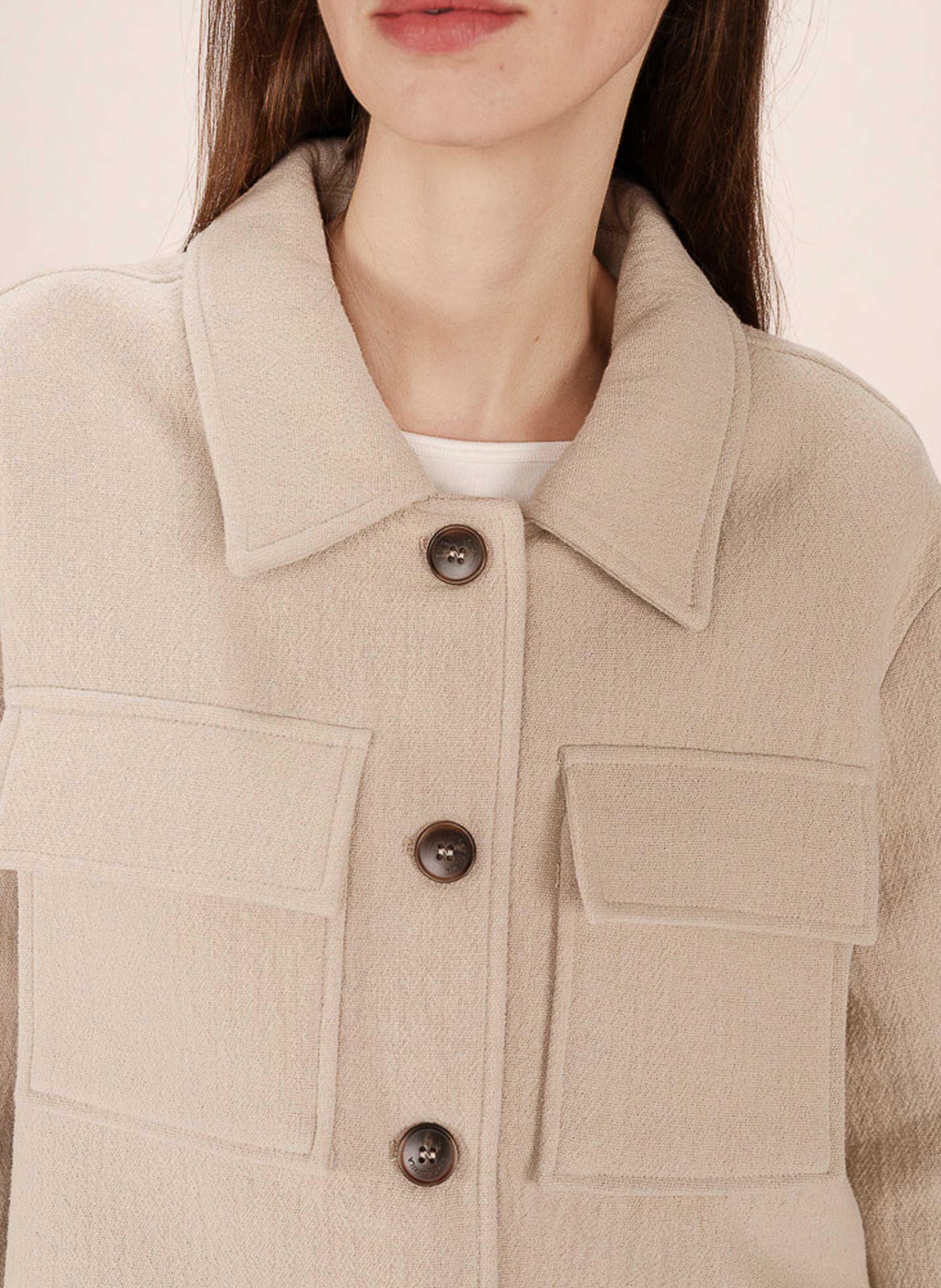 Straight buttoned coat in blended wool GRACE ET MILA Beige
