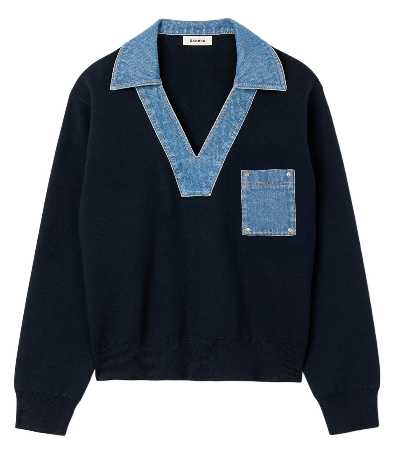 Pull droit en maille SANDRO Bleu