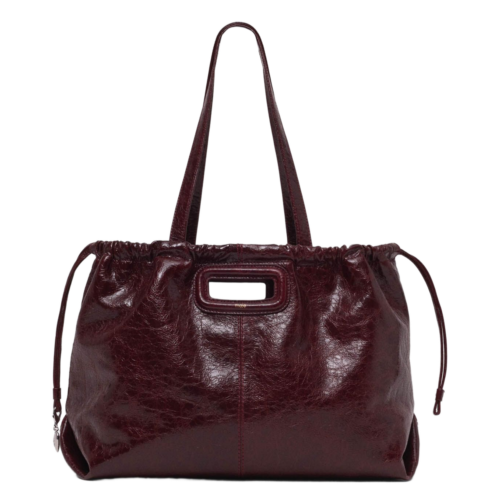 Buideltas van getextureerd leer met veters MAJE Rood