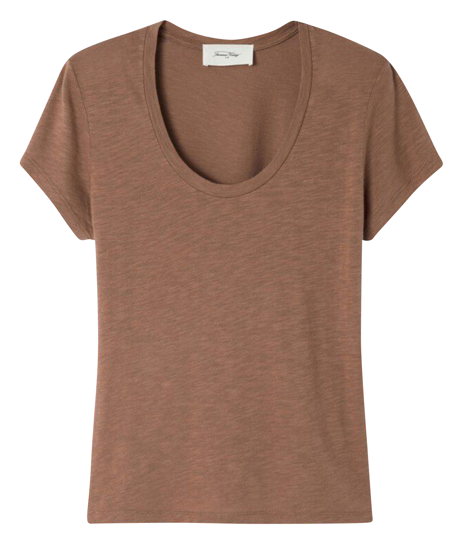 Tee-shirt col rond en coton mélangé AMERICAN VINTAGE Marron