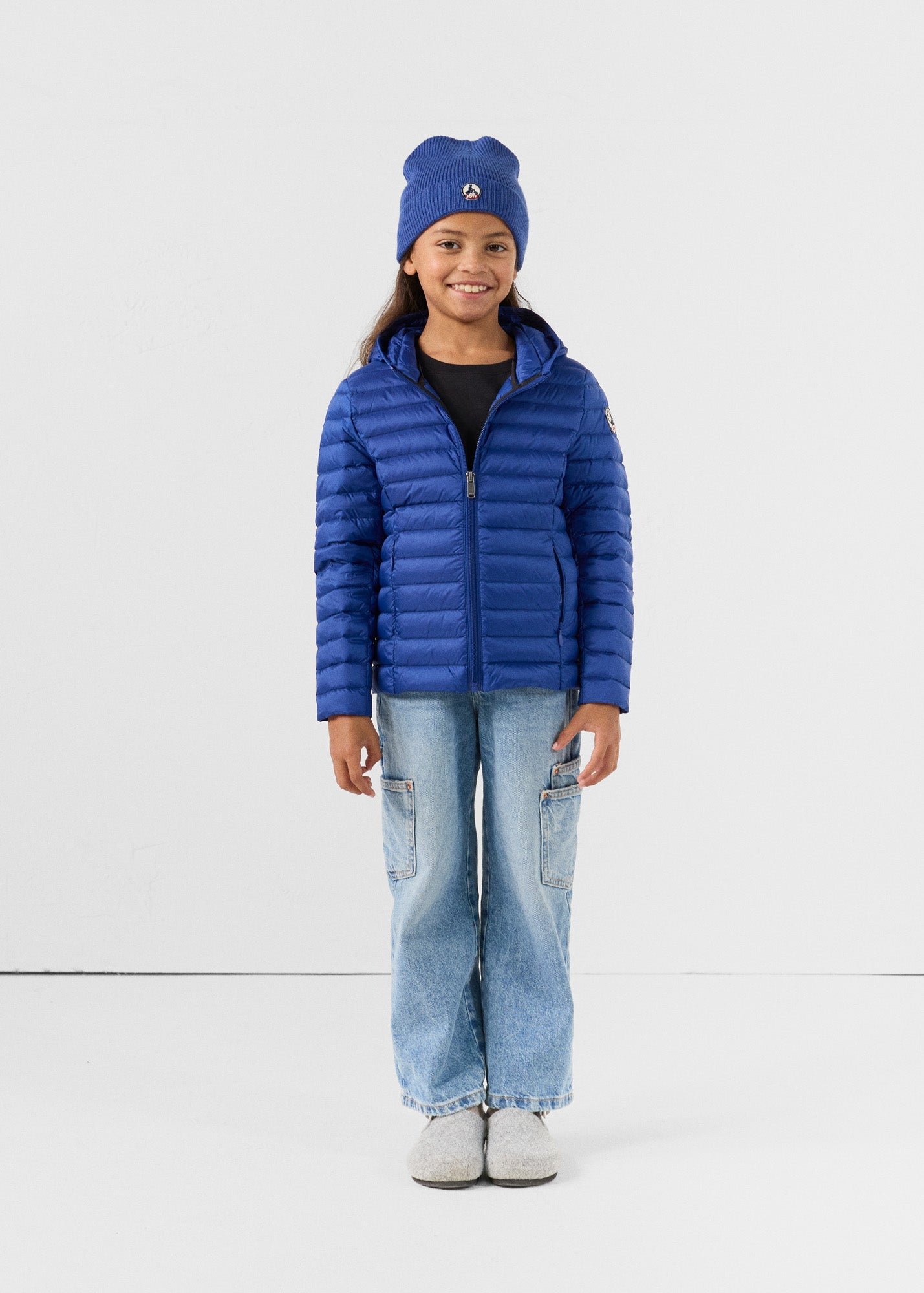 Carla lightweight hooded children's down jacket JOTT Blue