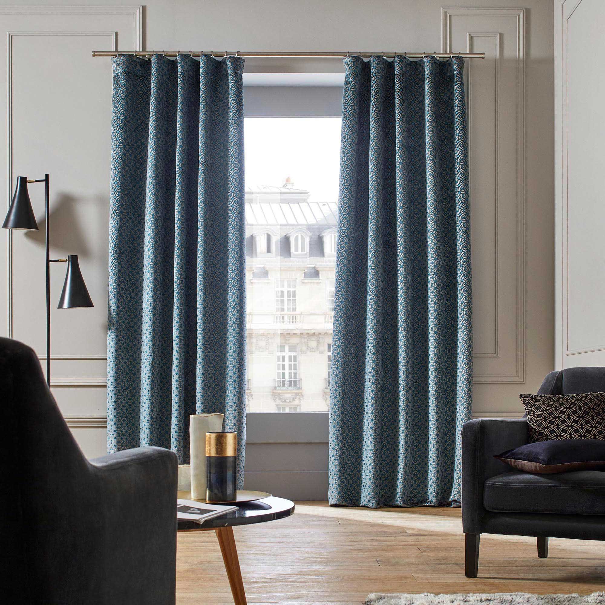 Pleated ribbon curtain MADURA Blue