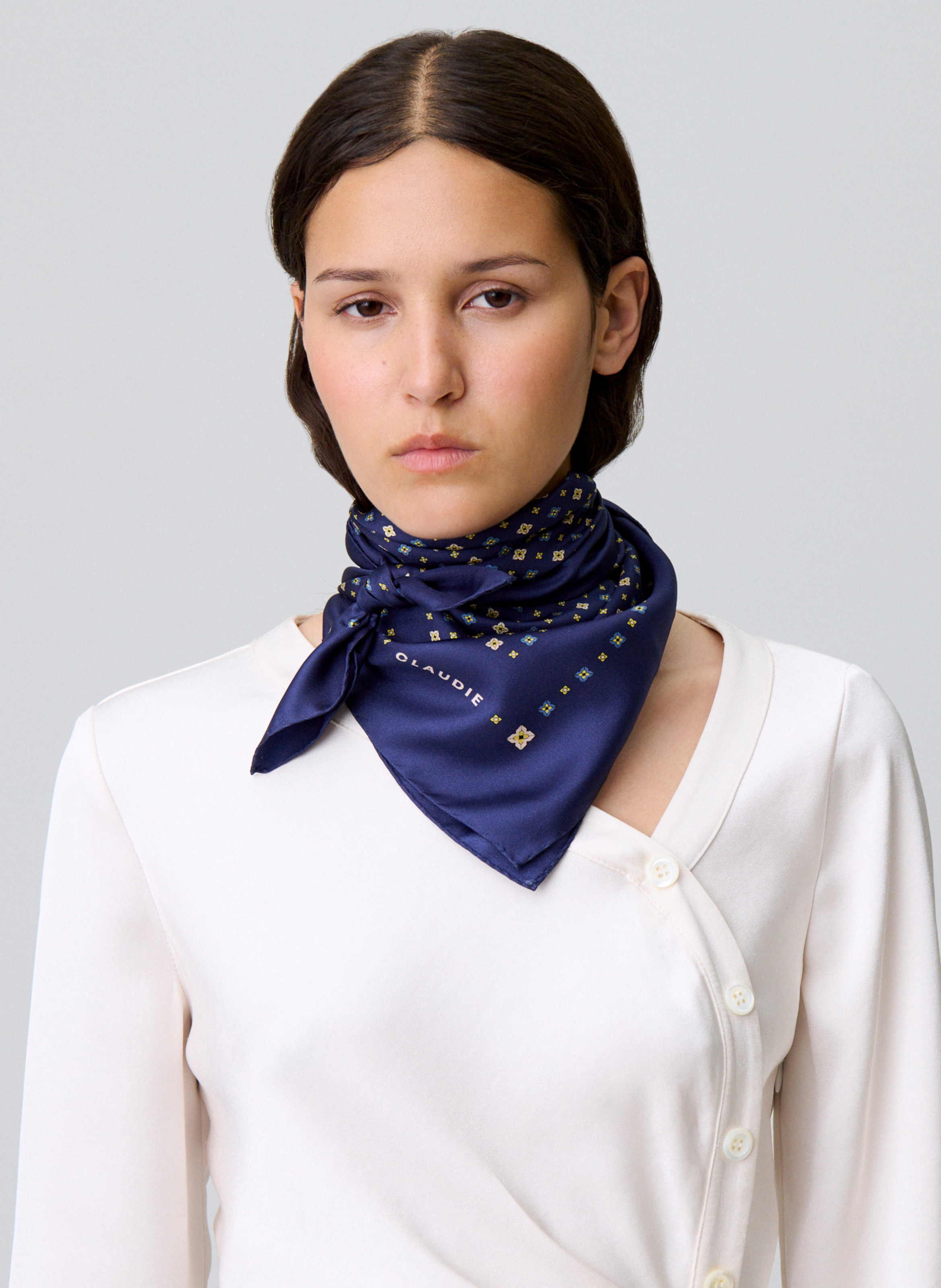 Printed silk scarf CLAUDIE PIERLOT Blue
