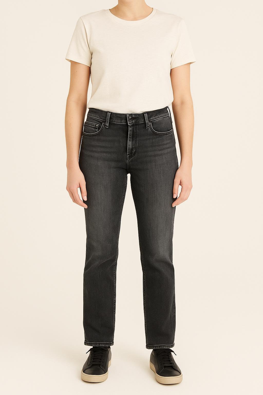 Cropped slim jeans with studs ACNE STUDIOS - Seconde Main Grey