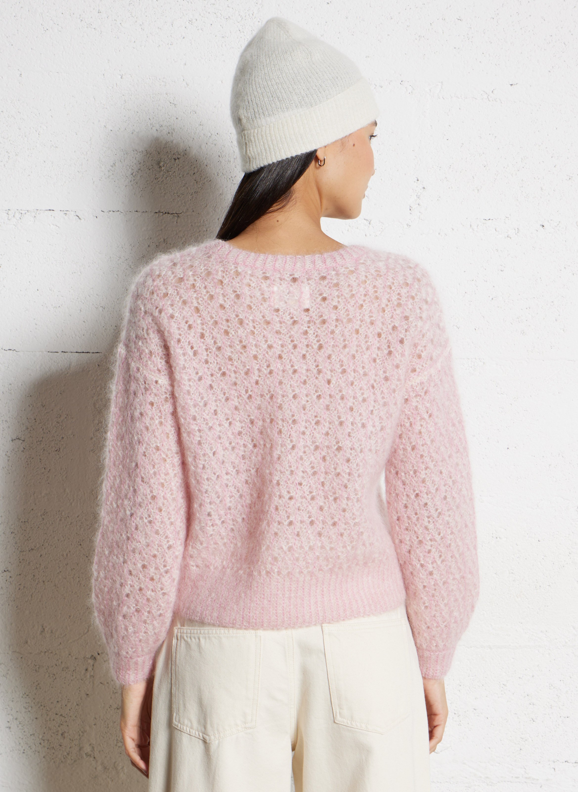 Caissa - Wollstrickpullover mit V-Ausschnitt und Details DES PETITS HAUTS Rosa