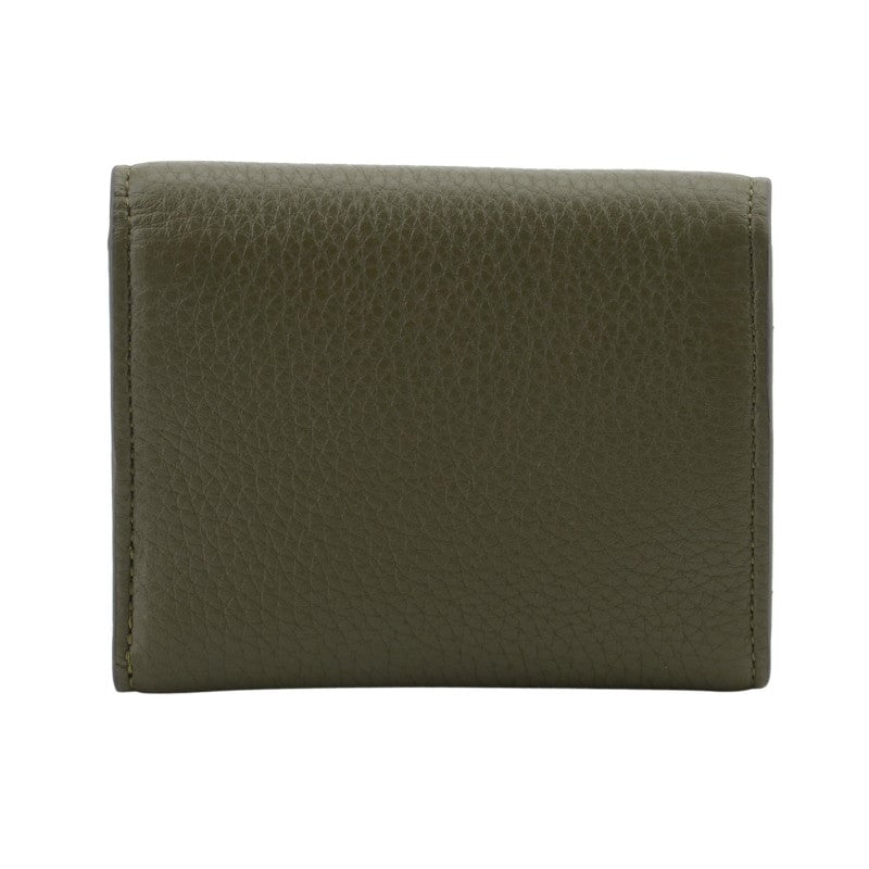 Leather coin purse POURCHET Khaki