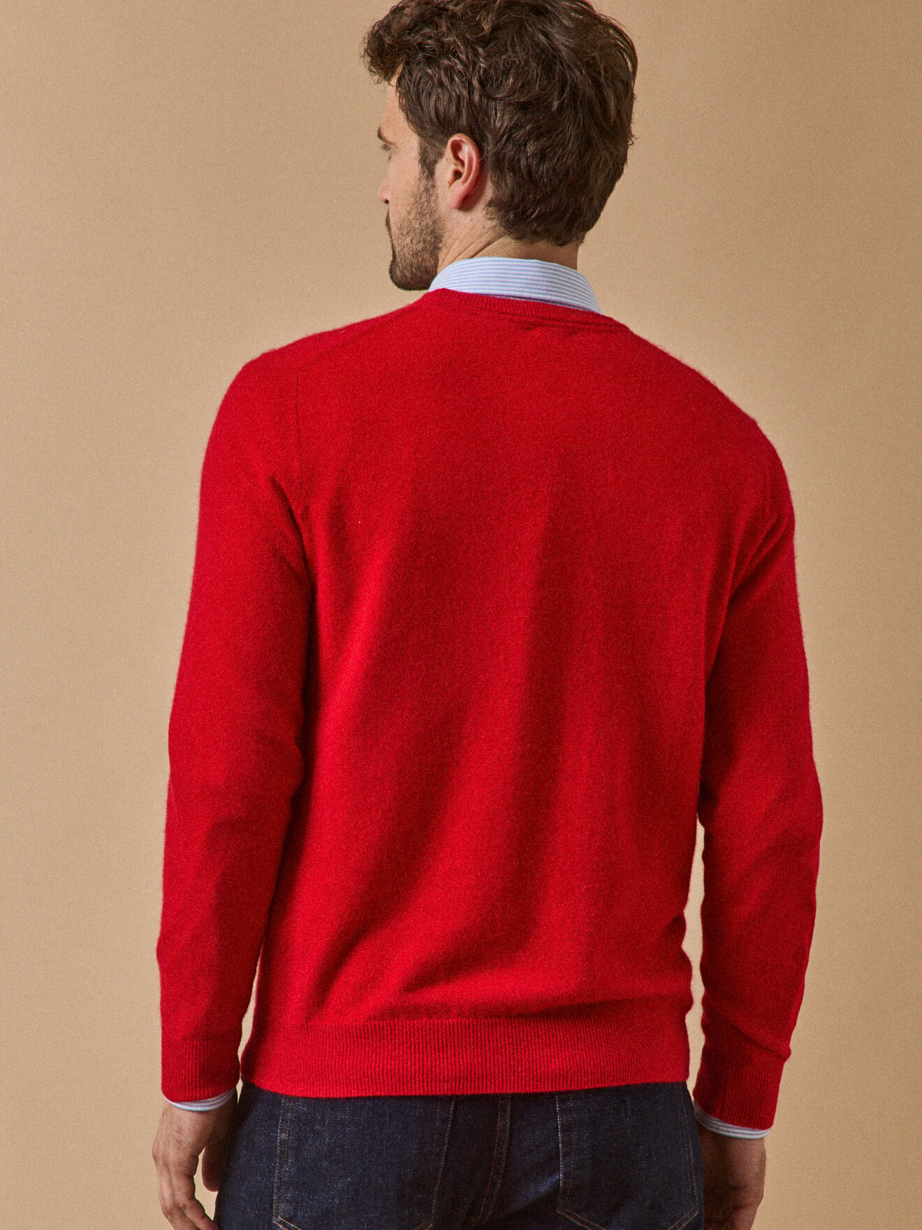 Round neck sweater - cashmere Red