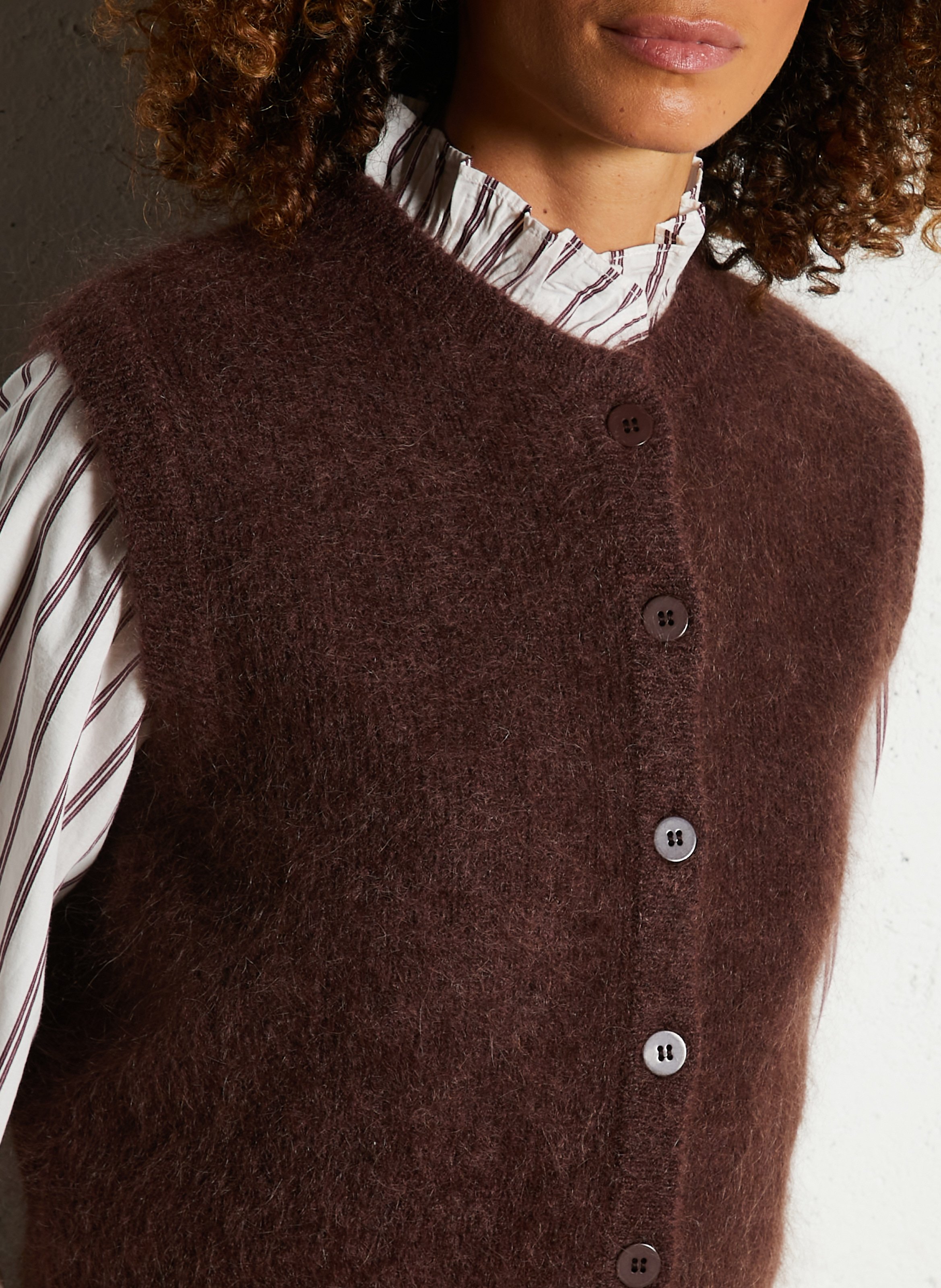 Straight mohair-blend cardigan Purple