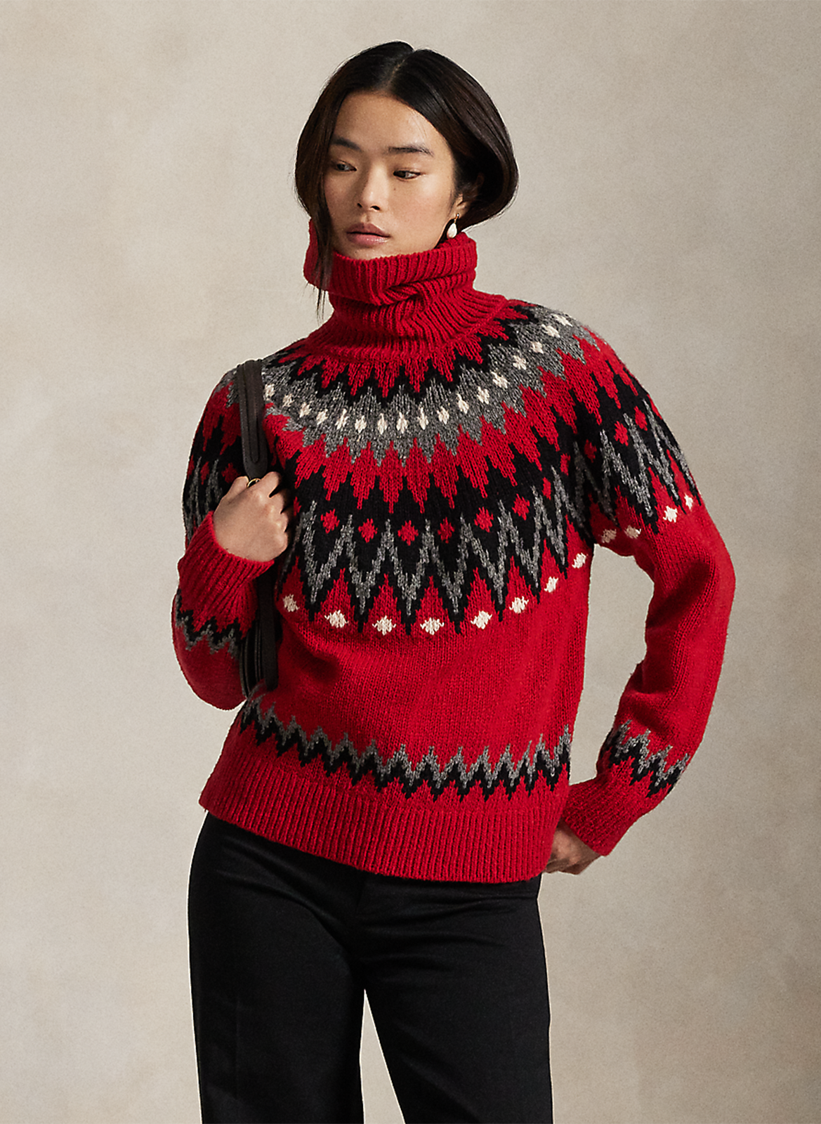 Pull col roulé en laine mélangée POLO RALPH LAUREN Rouge