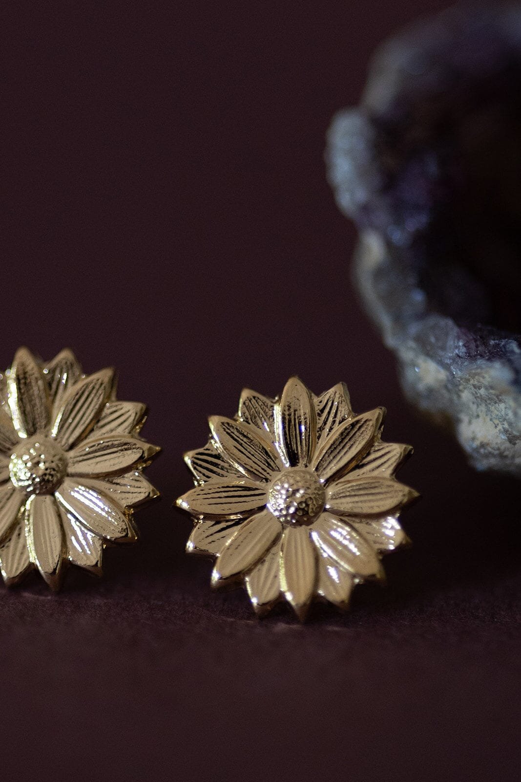 THÉIA - silver-plated flower stud earrings MONSIEUR SIMONE Golden