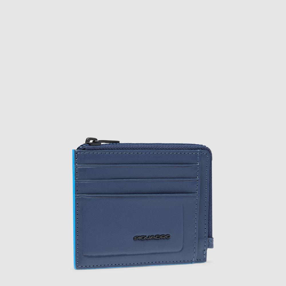 Zippered wallet with credit card slots, document holder, and RFID protection PIQUADRO Blue
