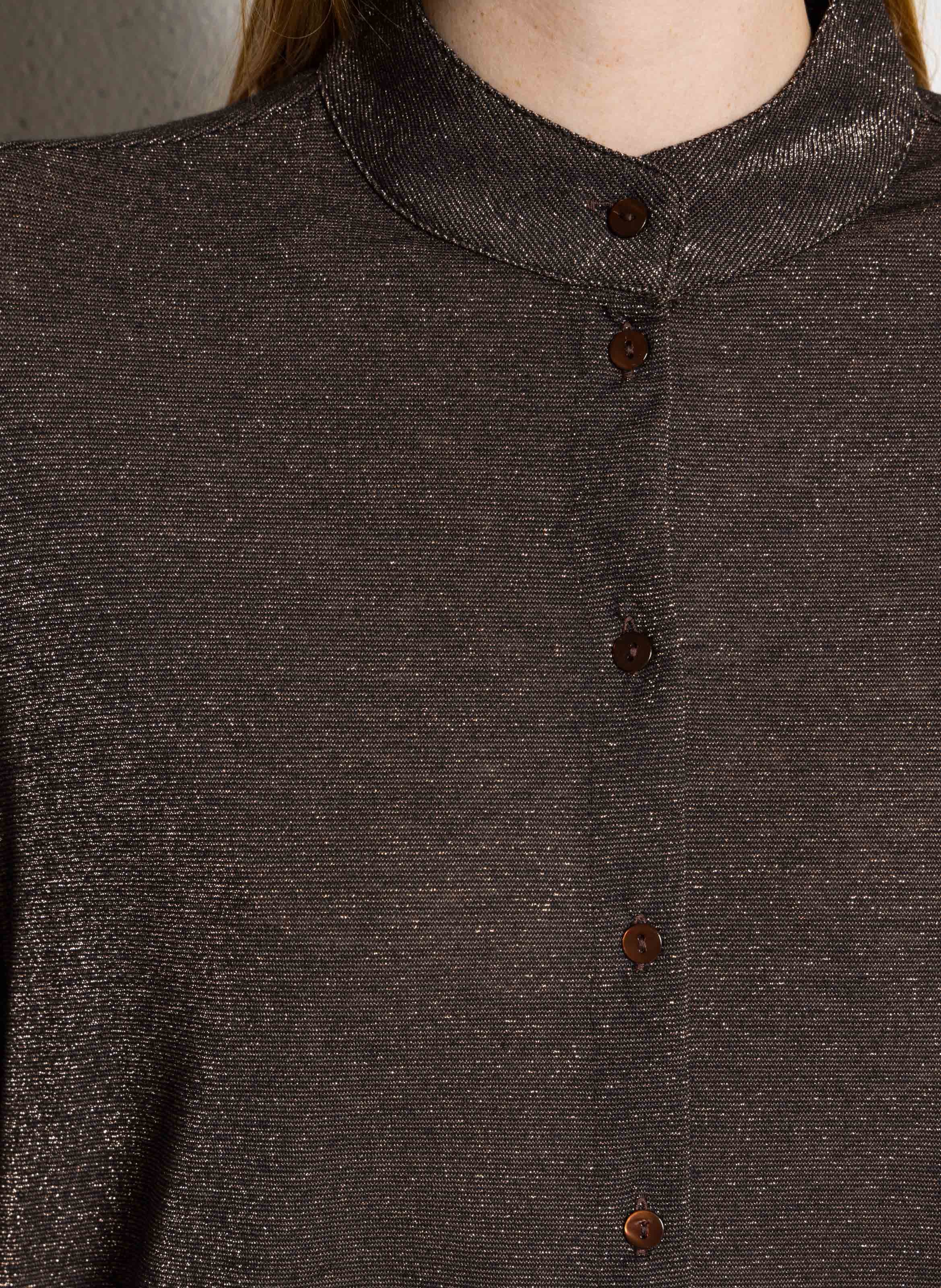 Chemise fluide col rond scintillante MOMONI Prune