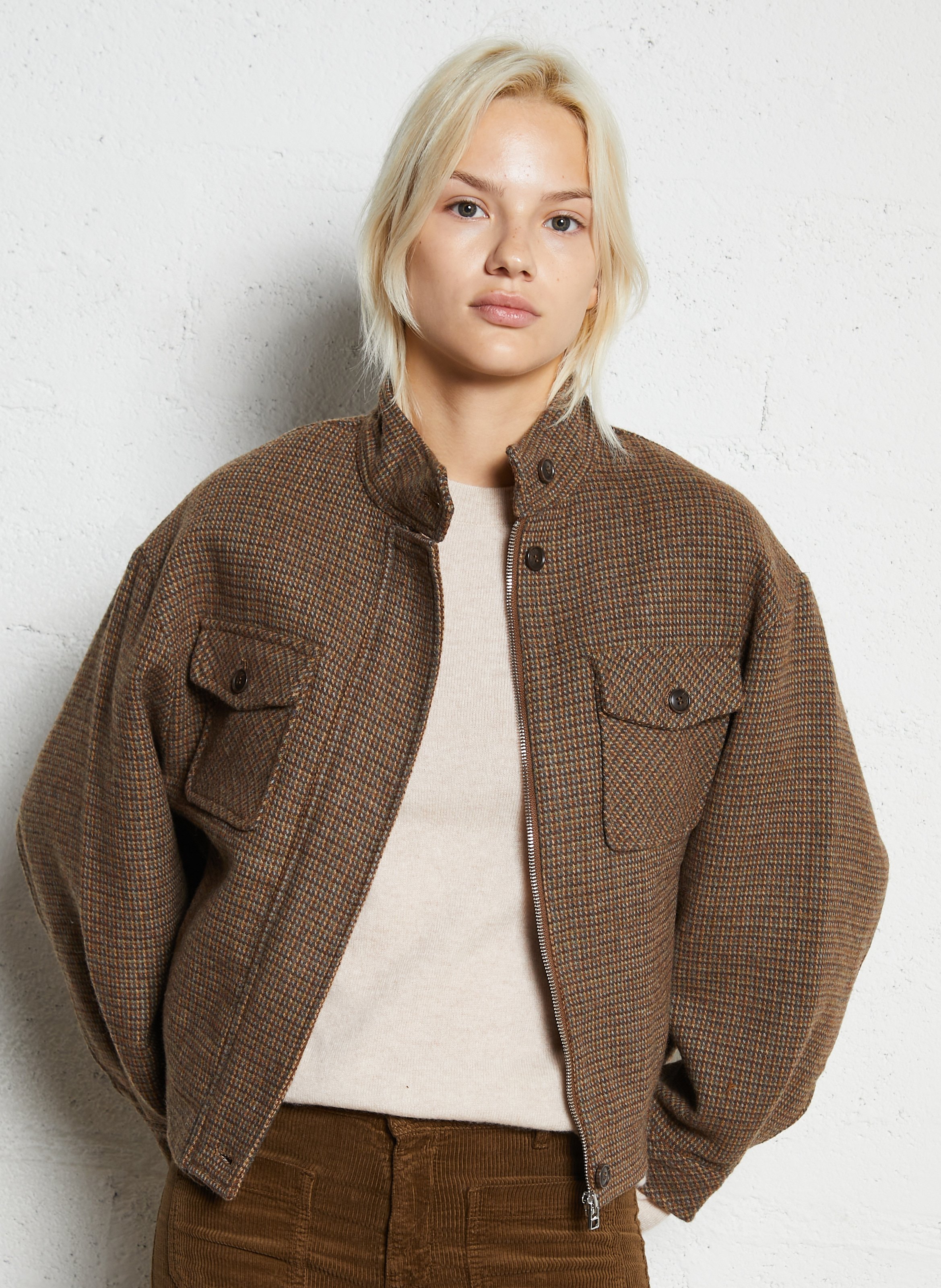 Veste ample imprimée à boutons SEE U SOON Marron