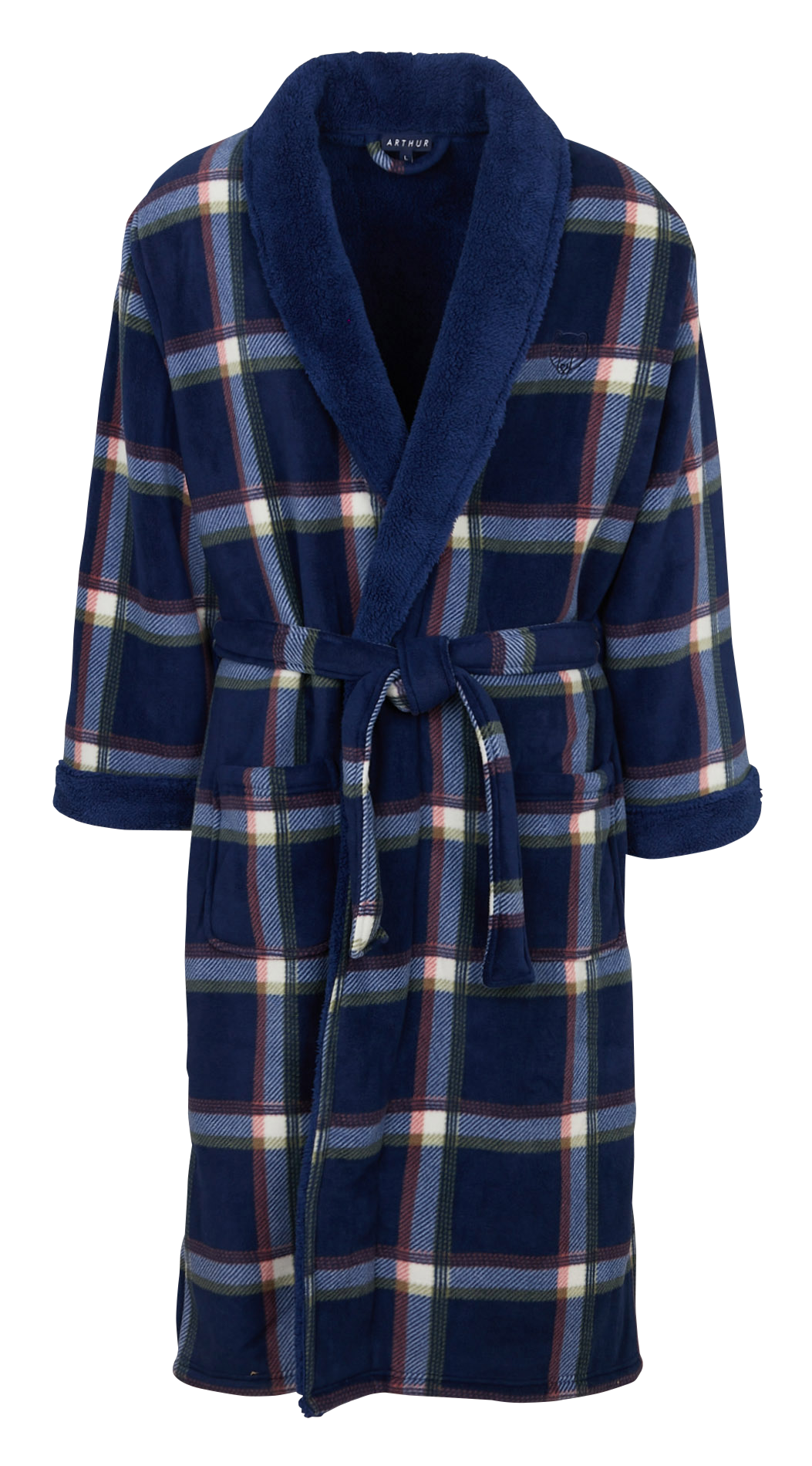 Robe de chambre polaire à carreaux ARTHUR Bleu
