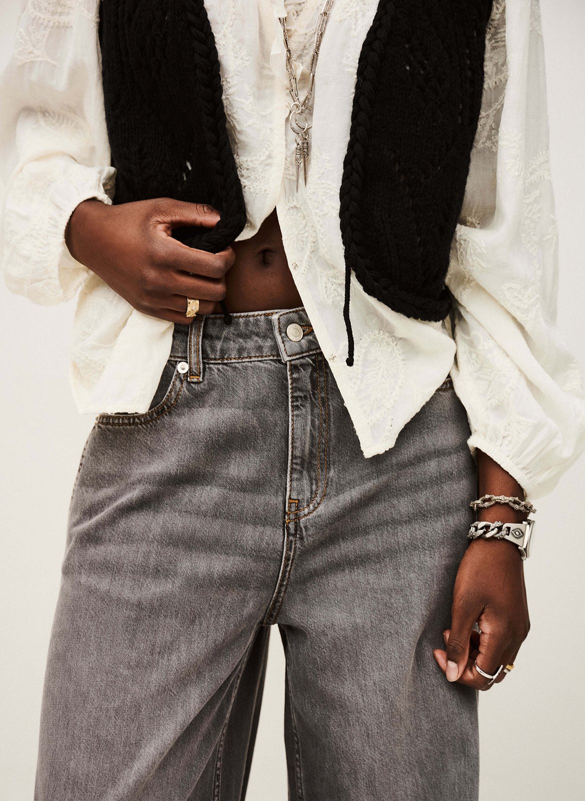 Jean large en coton BA&SH Noir