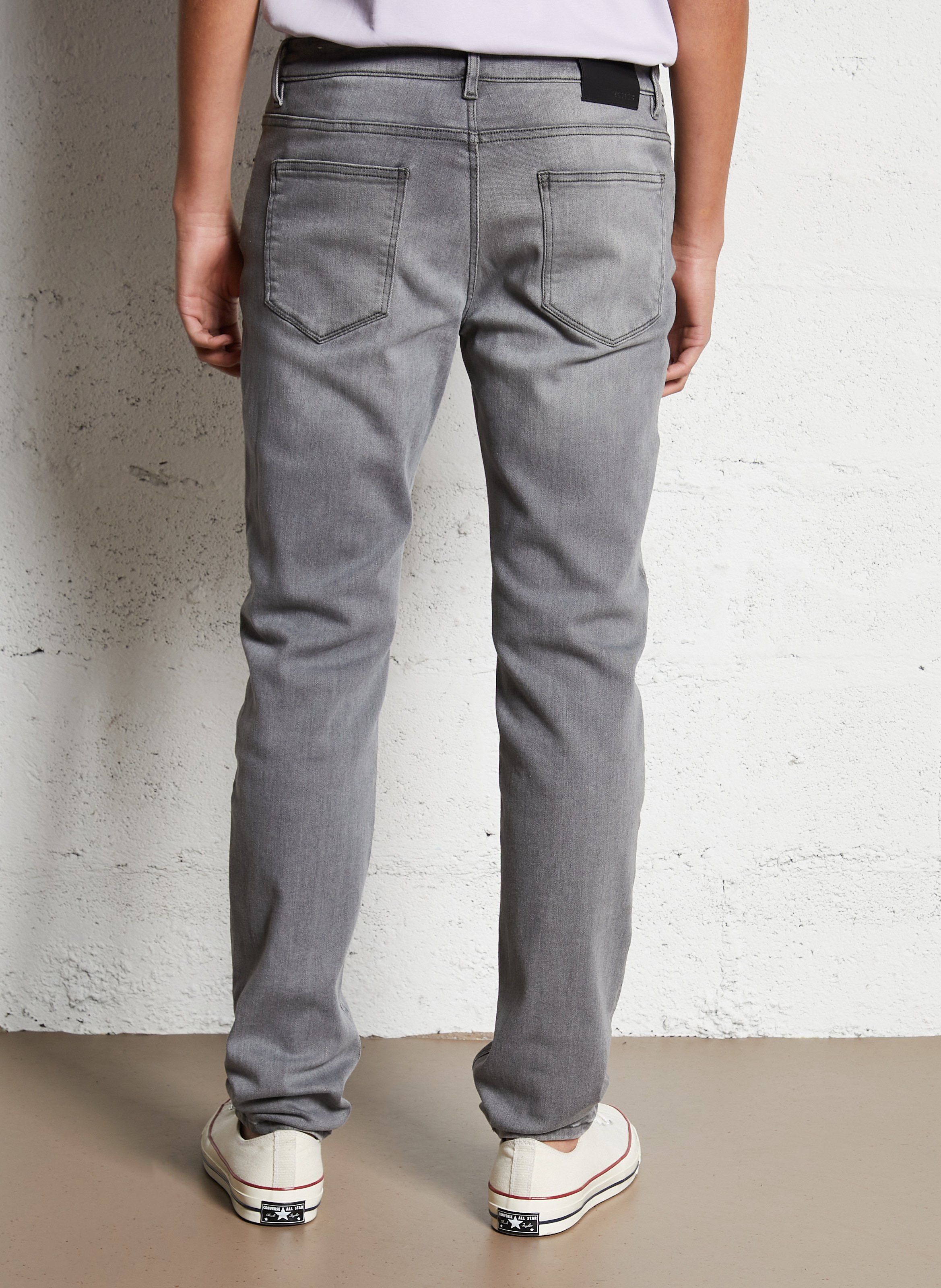 Schmale Stretch-Jeans uni IKKS Grau