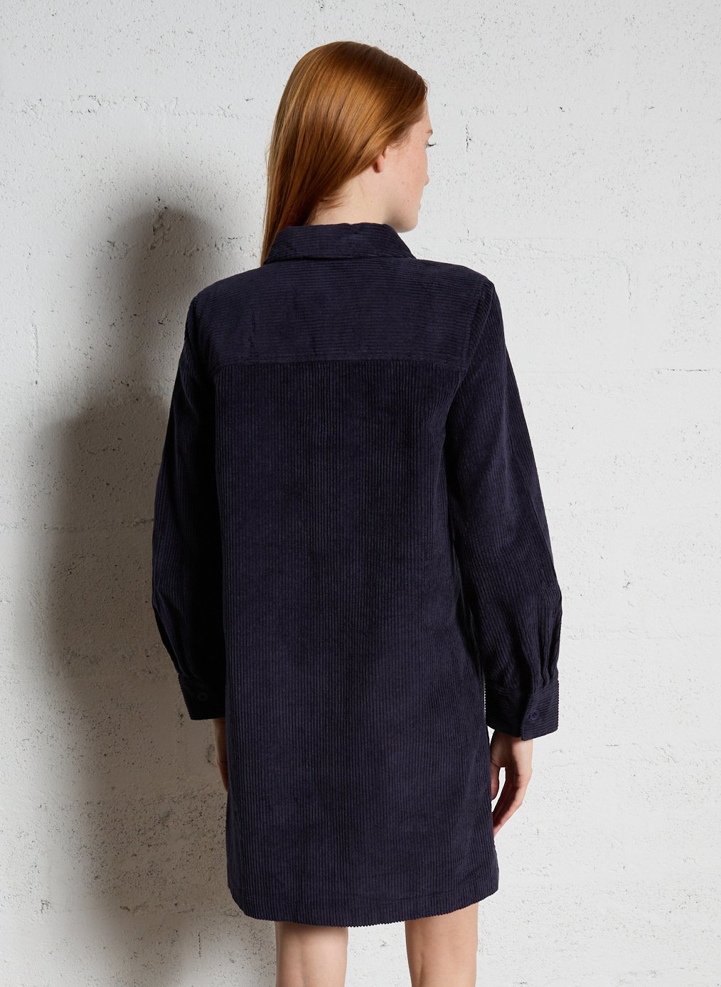 Loose-fit cotton shirt dress with classic collar PETITE MENDIGOTE Blue