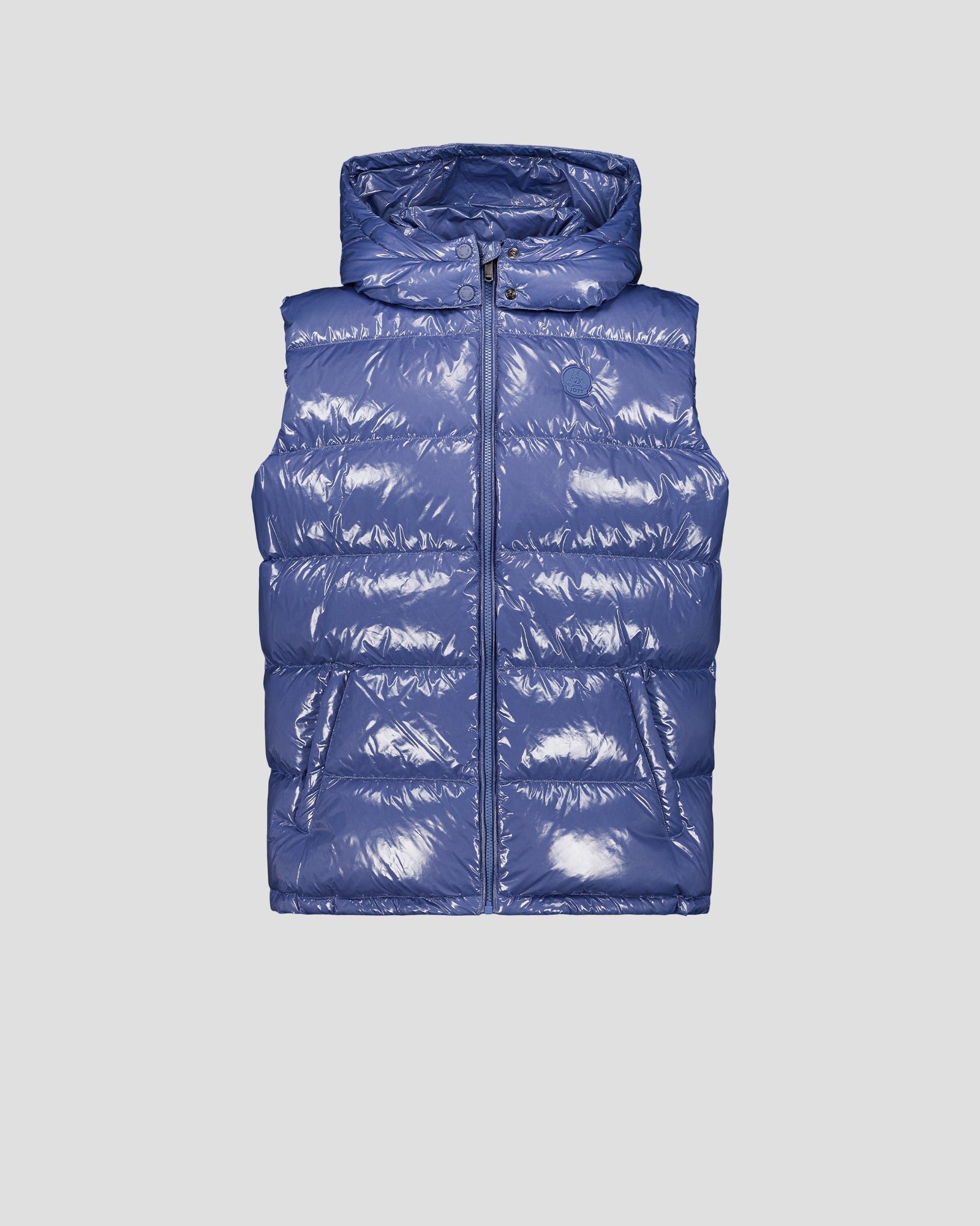 Padded sleeveless down jacket for extreme cold weather. JOTT Pink