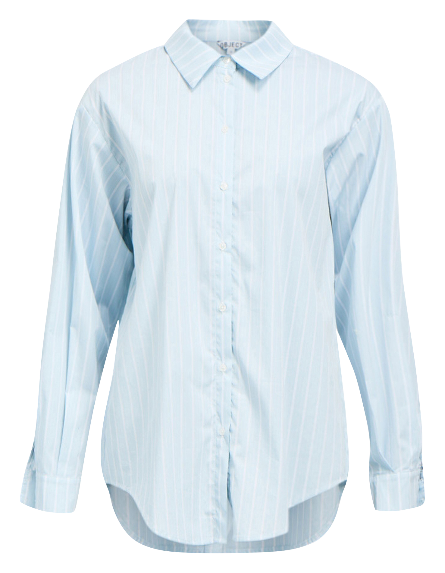 Chemise droite col classique en coton bio mélangé rayé OBJECT Bleu