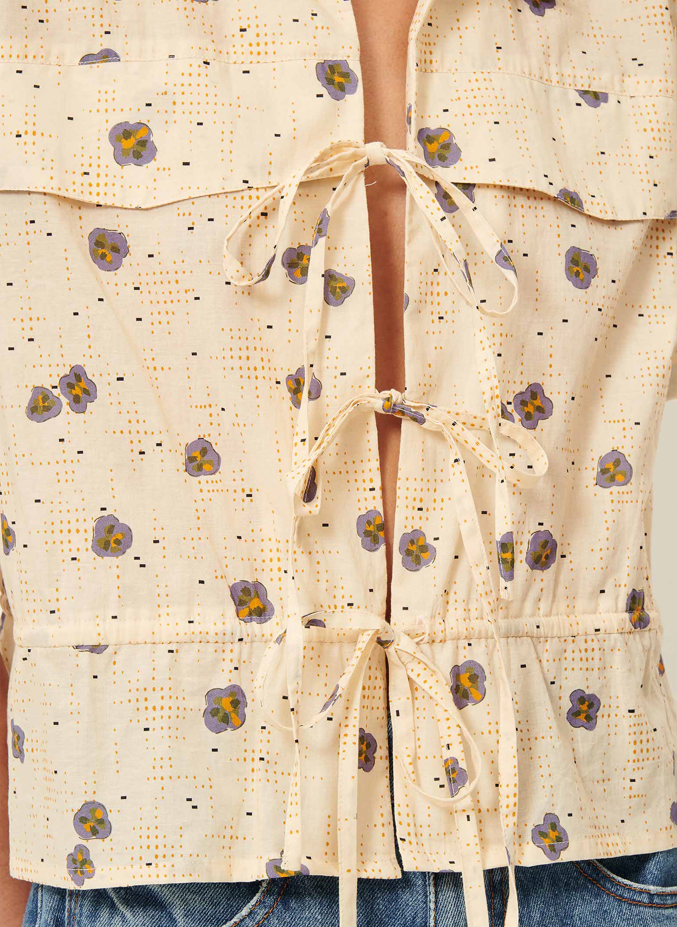 Chemise droite col classique en coton imprimé SESSUN Multicolore