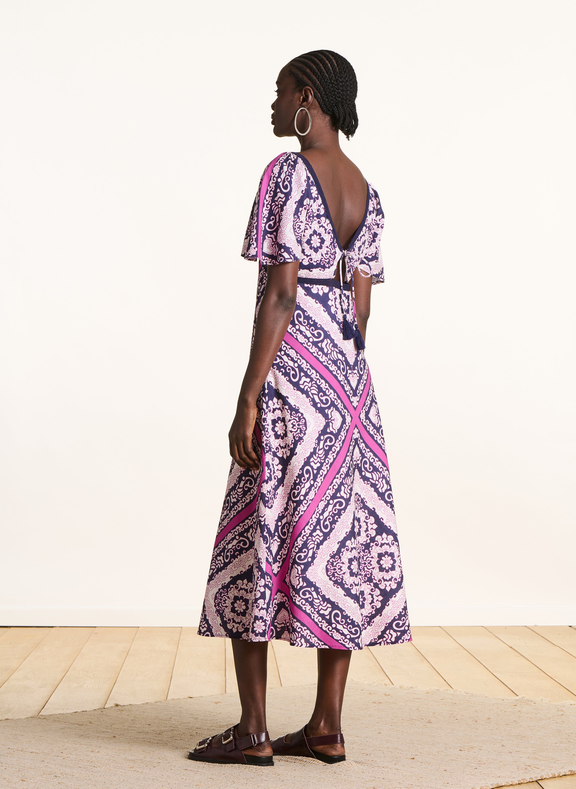 Flared long organic cotton dress LA FEE MARABOUTEE Multicolored