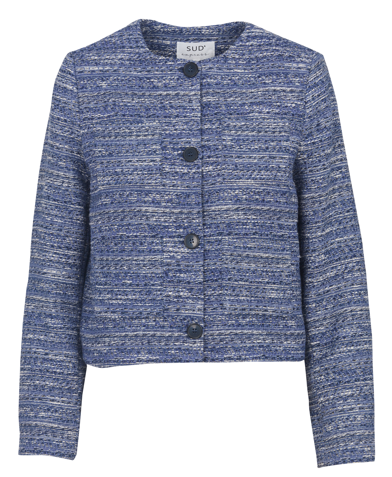 Vest courte boutonnée en tweed SUD EXPRESS Bleu