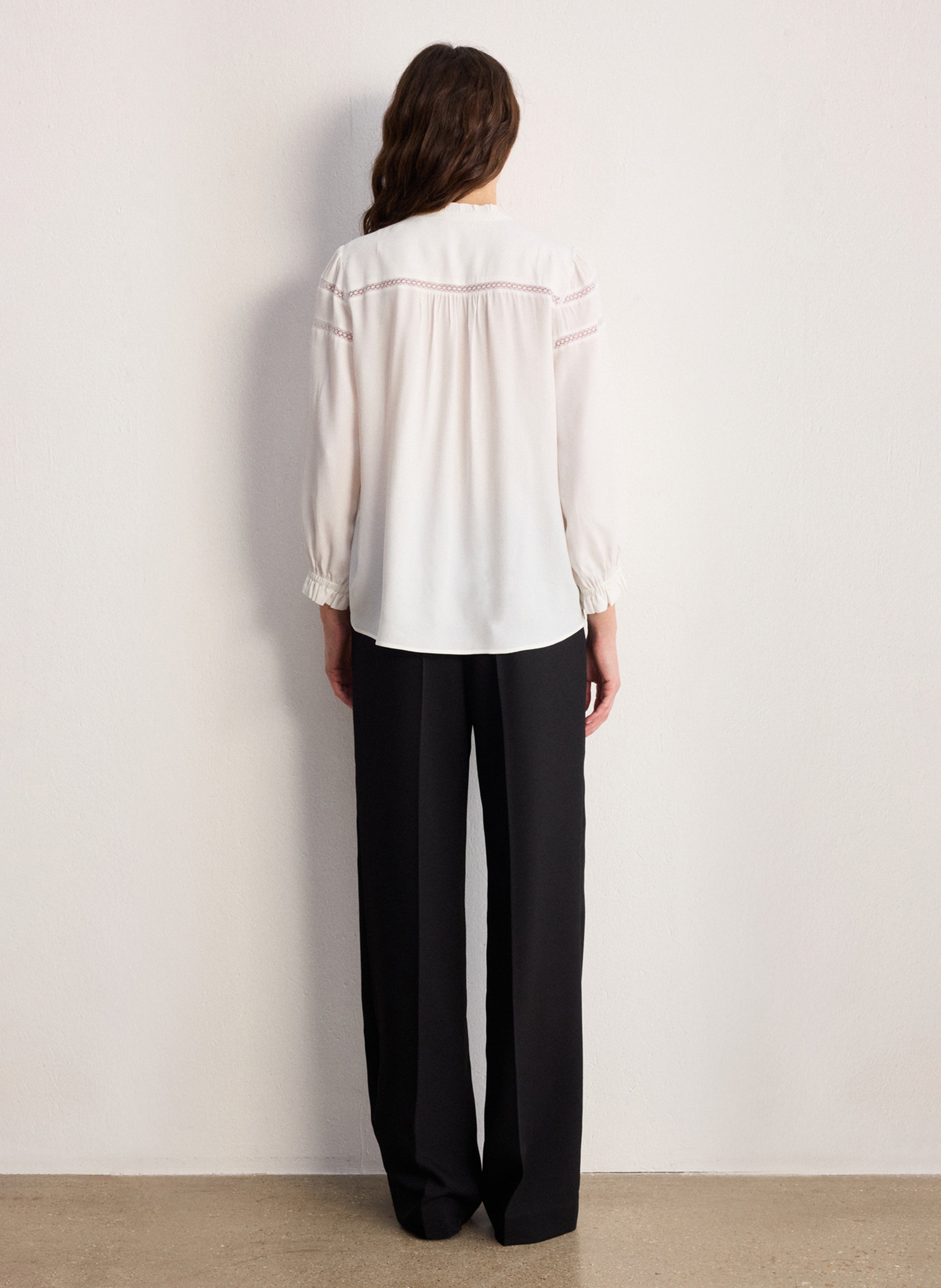 Chemise droite col V PABLO Beige