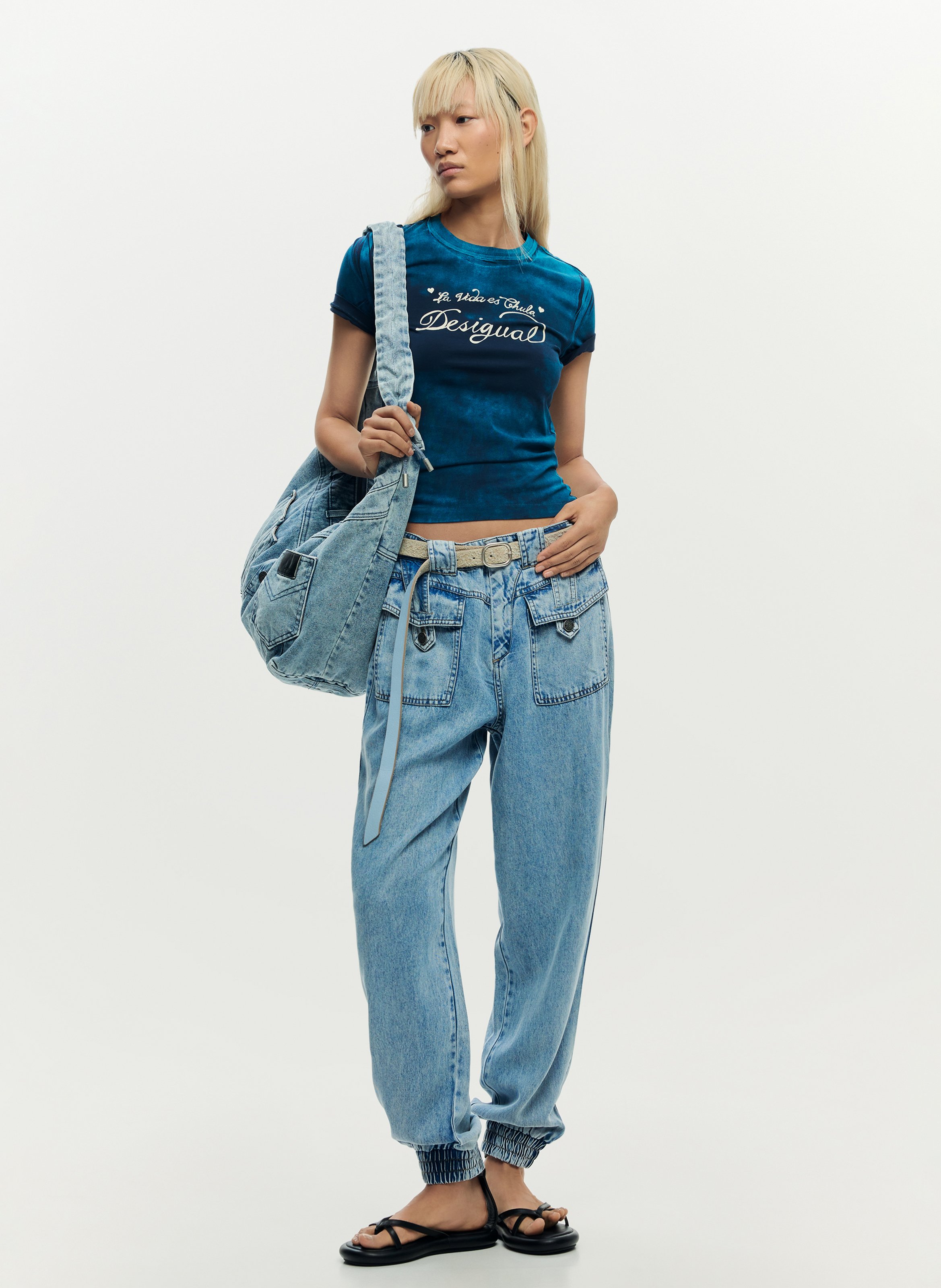 Camiseta recta estampada al frente DESIGUAL Azul