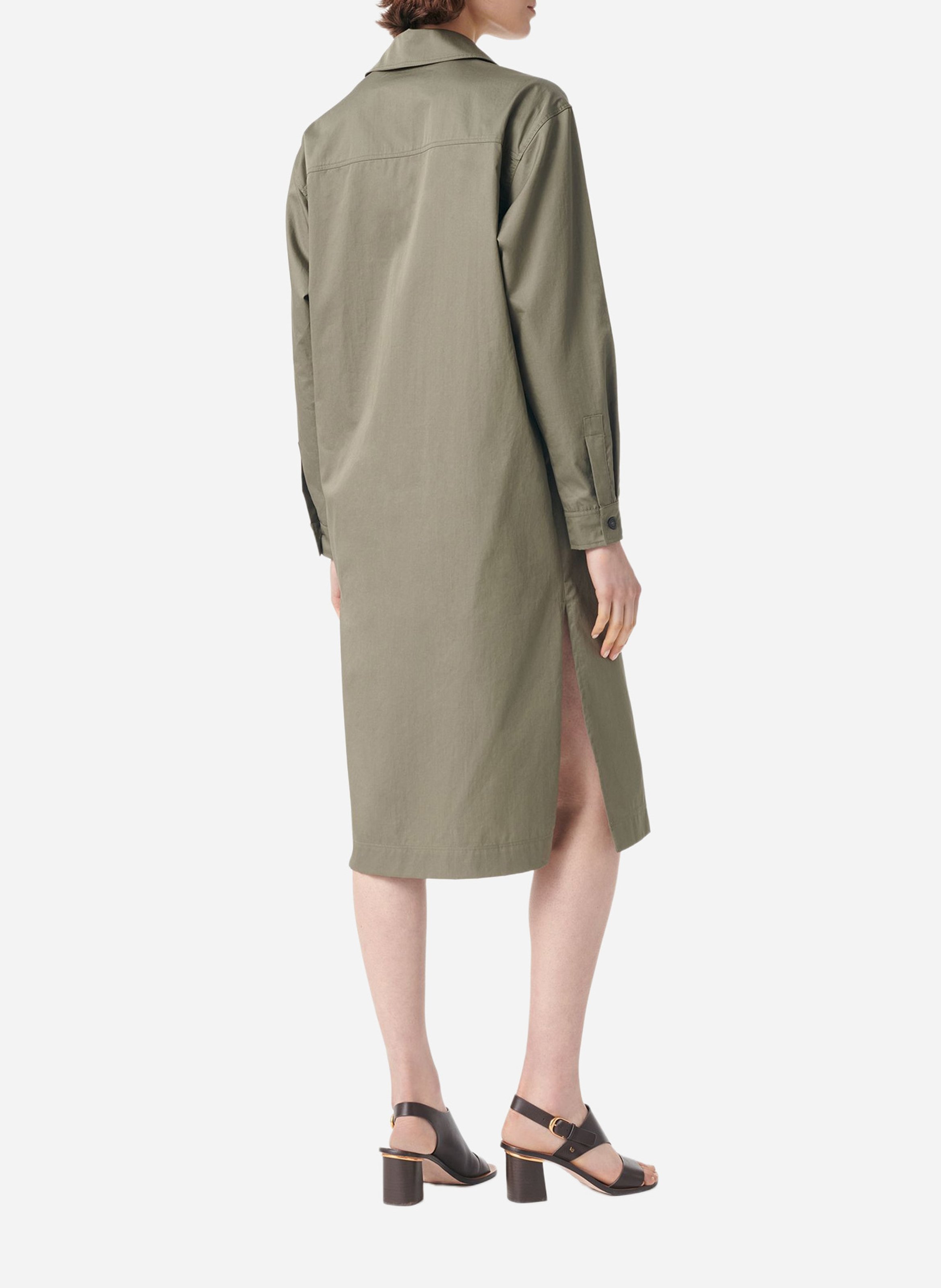 Robe midi col classique en coton VANESSA BRUNO Vert