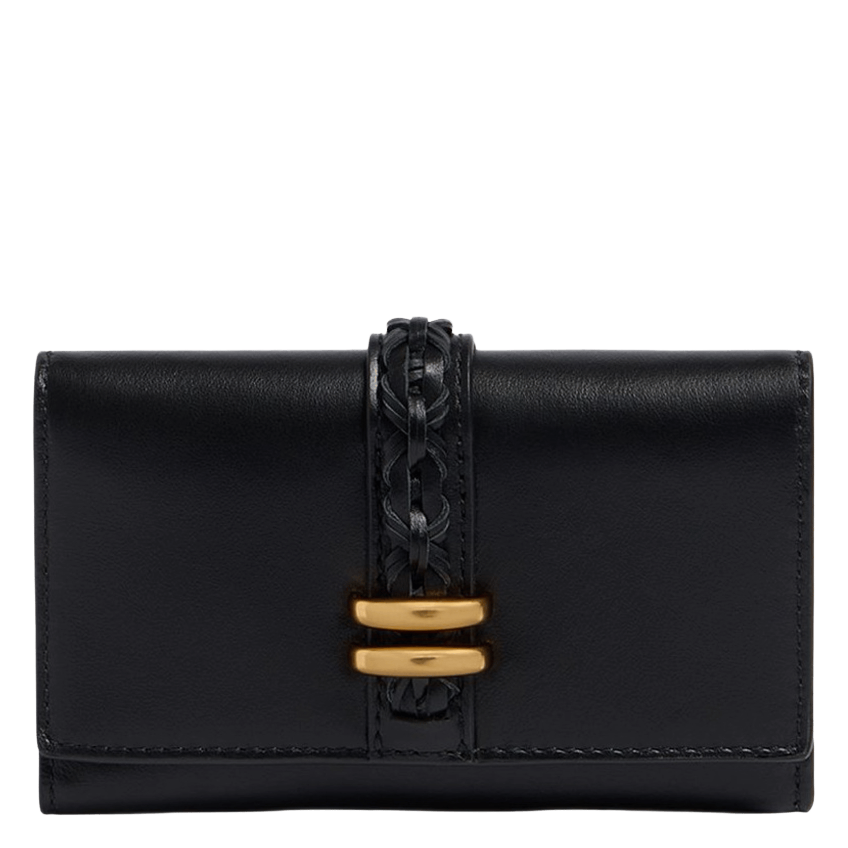 Porta tarjetas estructurado de cuero VANESSA BRUNO Negro