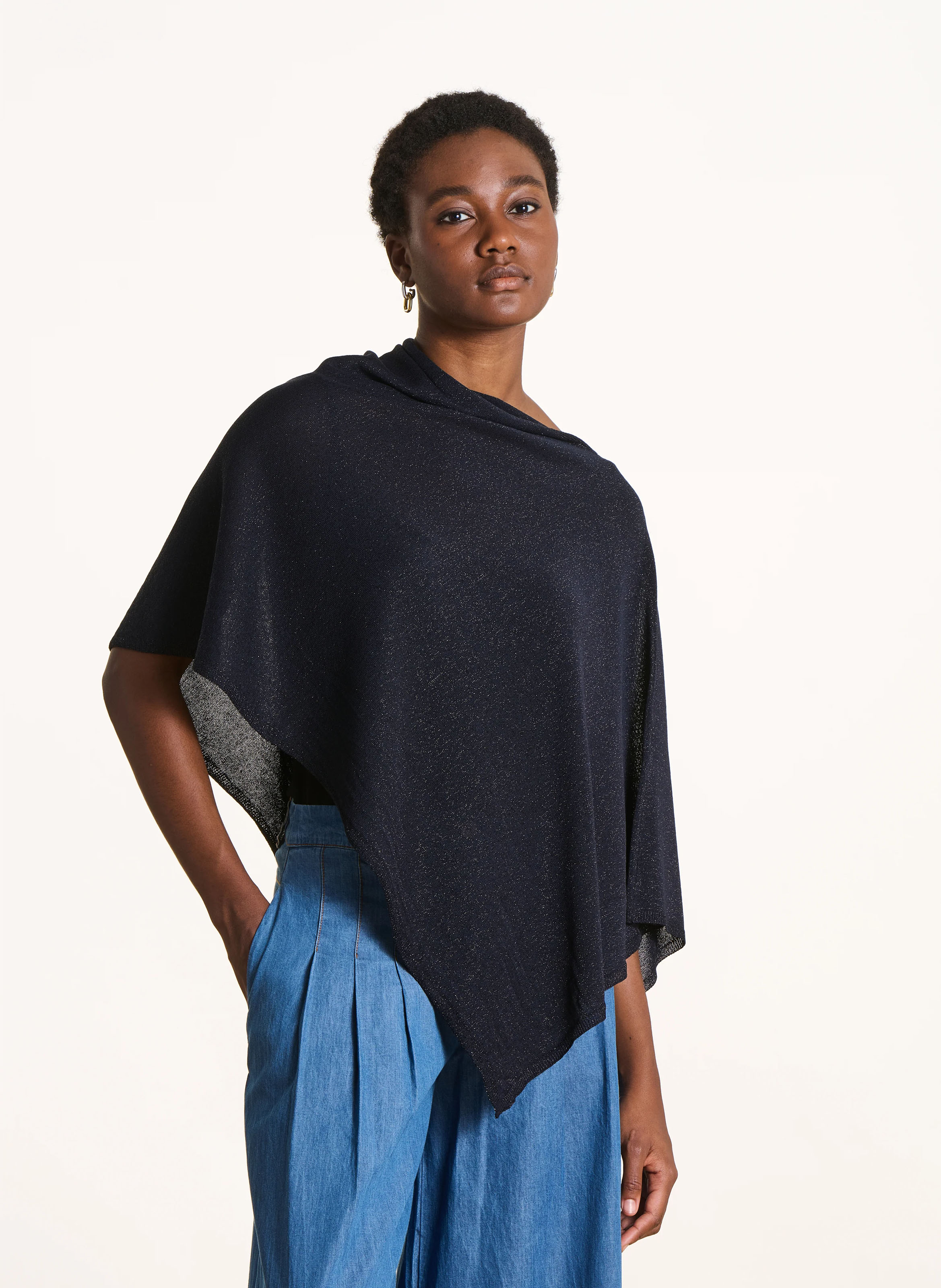 Iridescent poncho LA FEE MARABOUTEE Blue