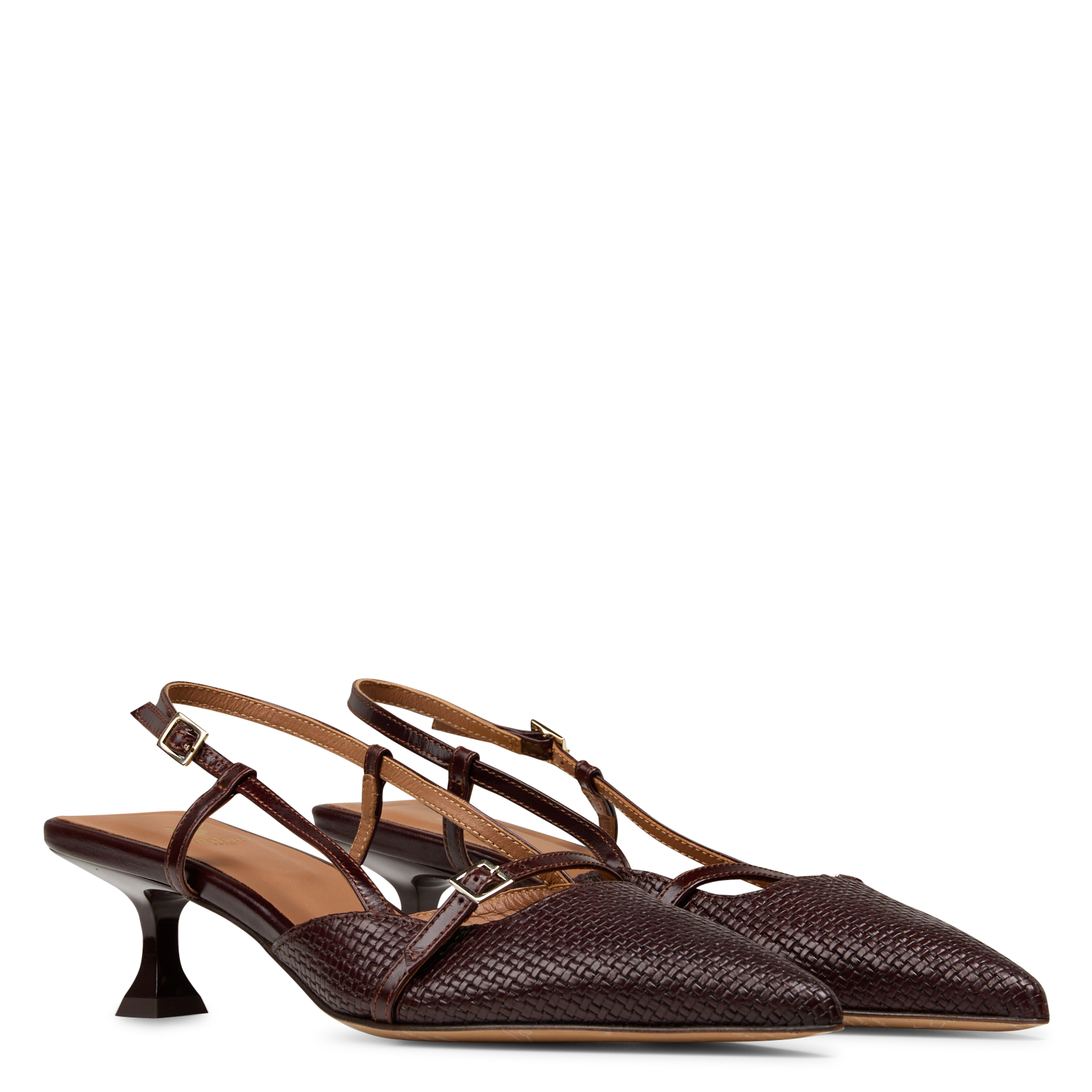 Escarpins slingback en cuir BOBBIES Marron