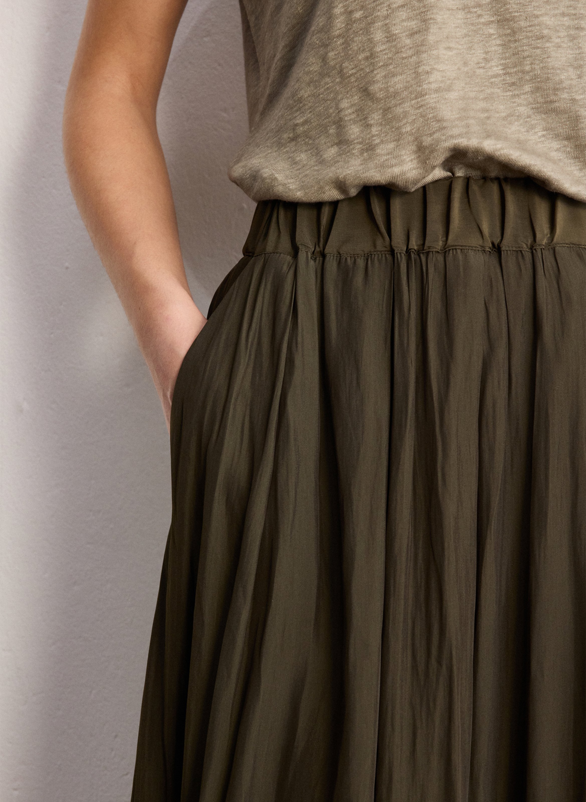 Pleated flared midi skirt PABLO Green