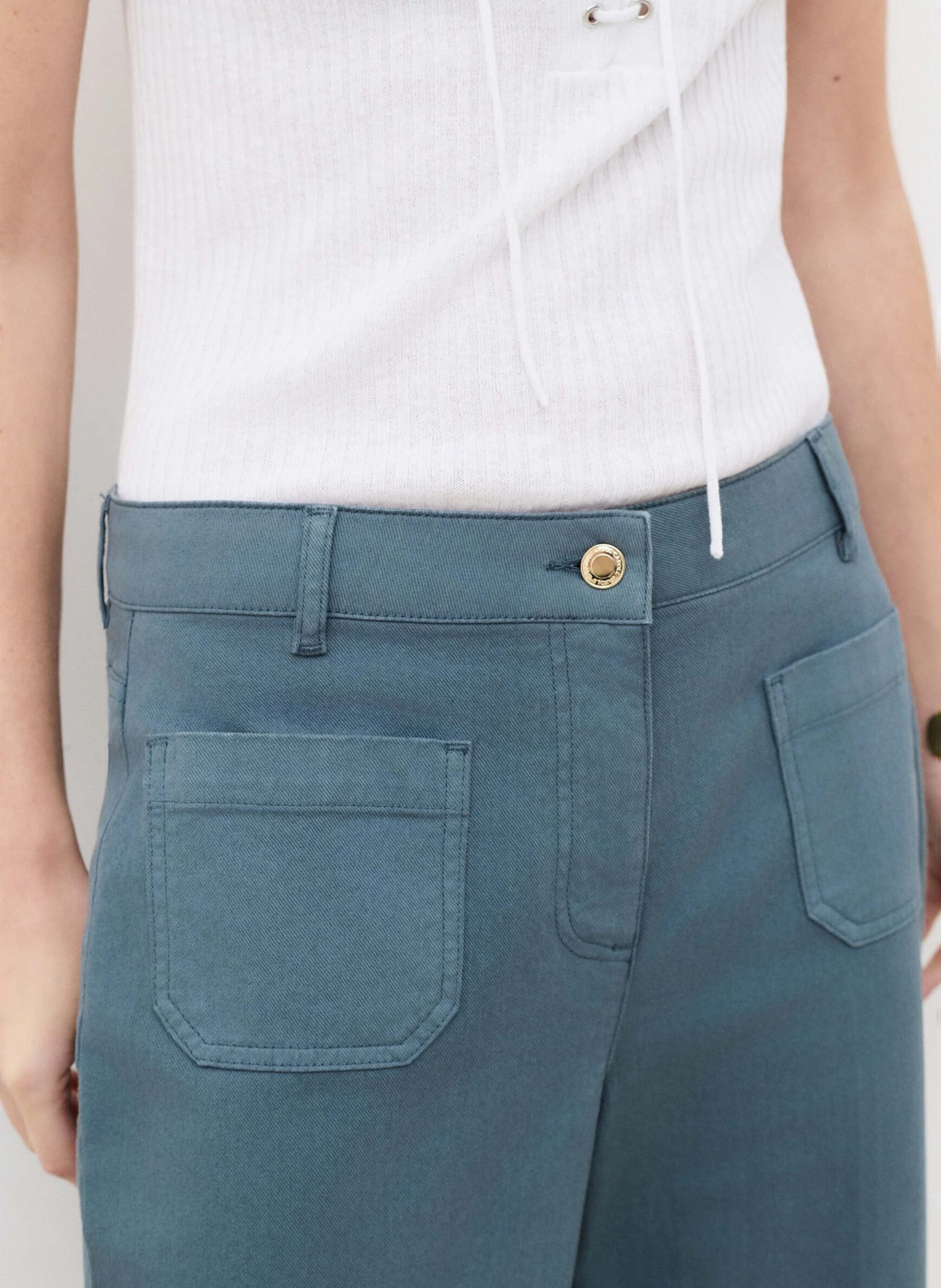 Pantalon droit en coton mélangé CAROLL Vert