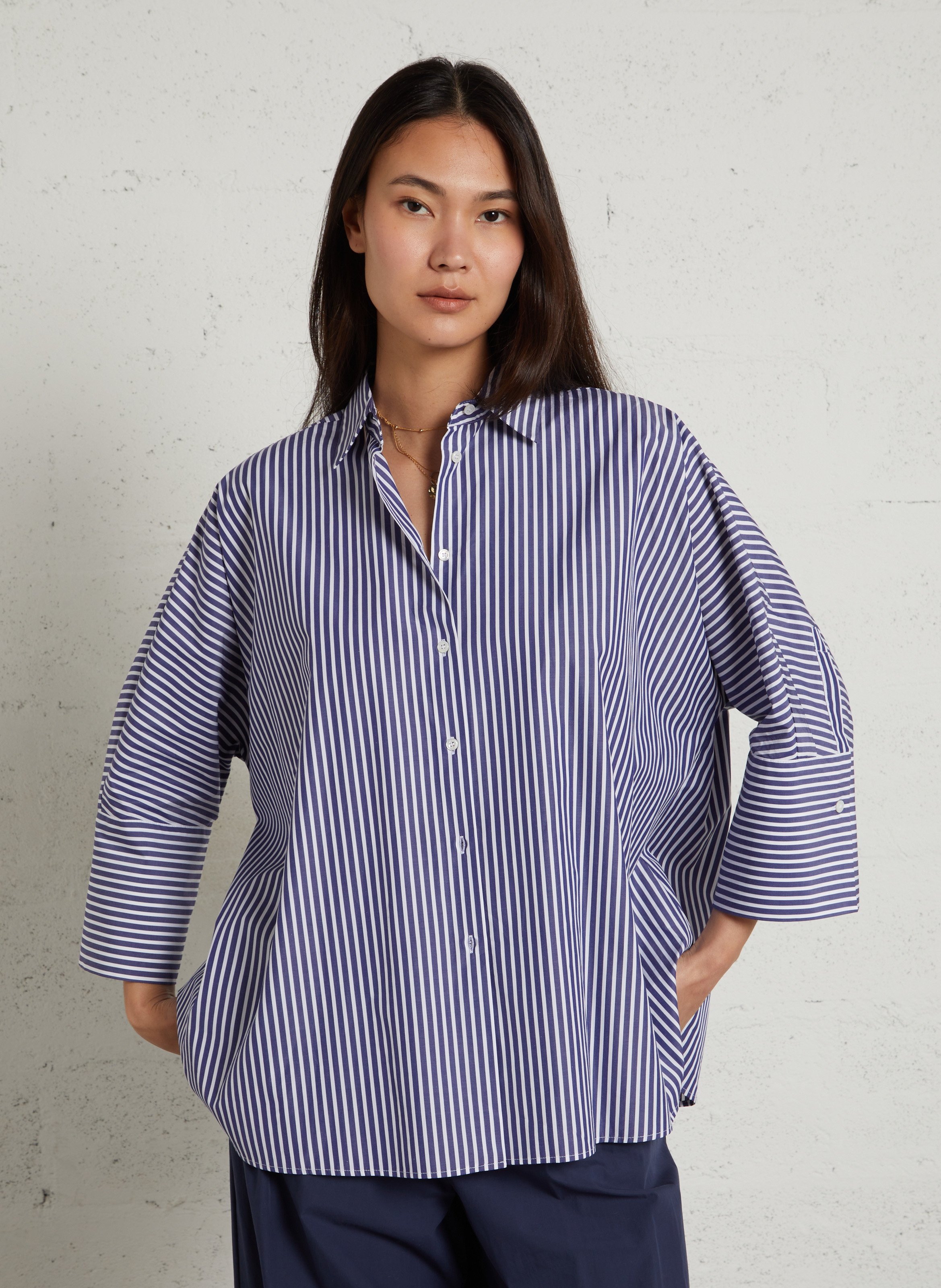 Chemise ample boutonnée à rayures MAX MARA WEEK END Bleu