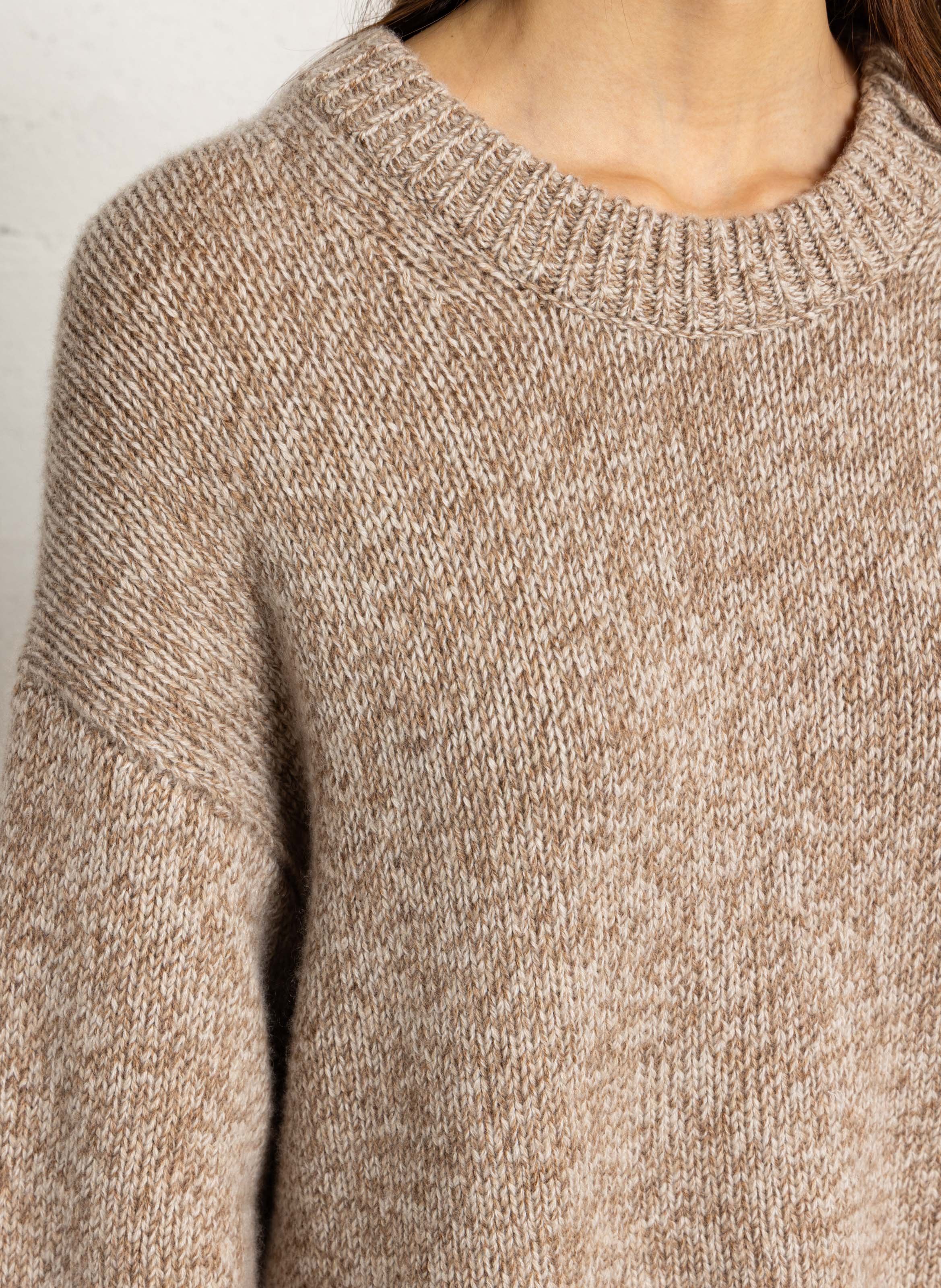 Oversized Pullover aus melierter Wolle MARGAUX LONNBERG Beige